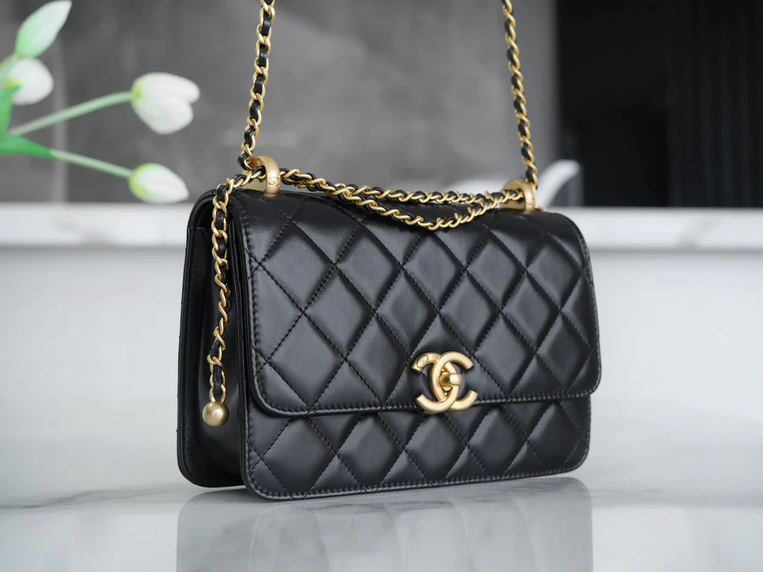 Chanel 24c Double Gold Ball CF Black