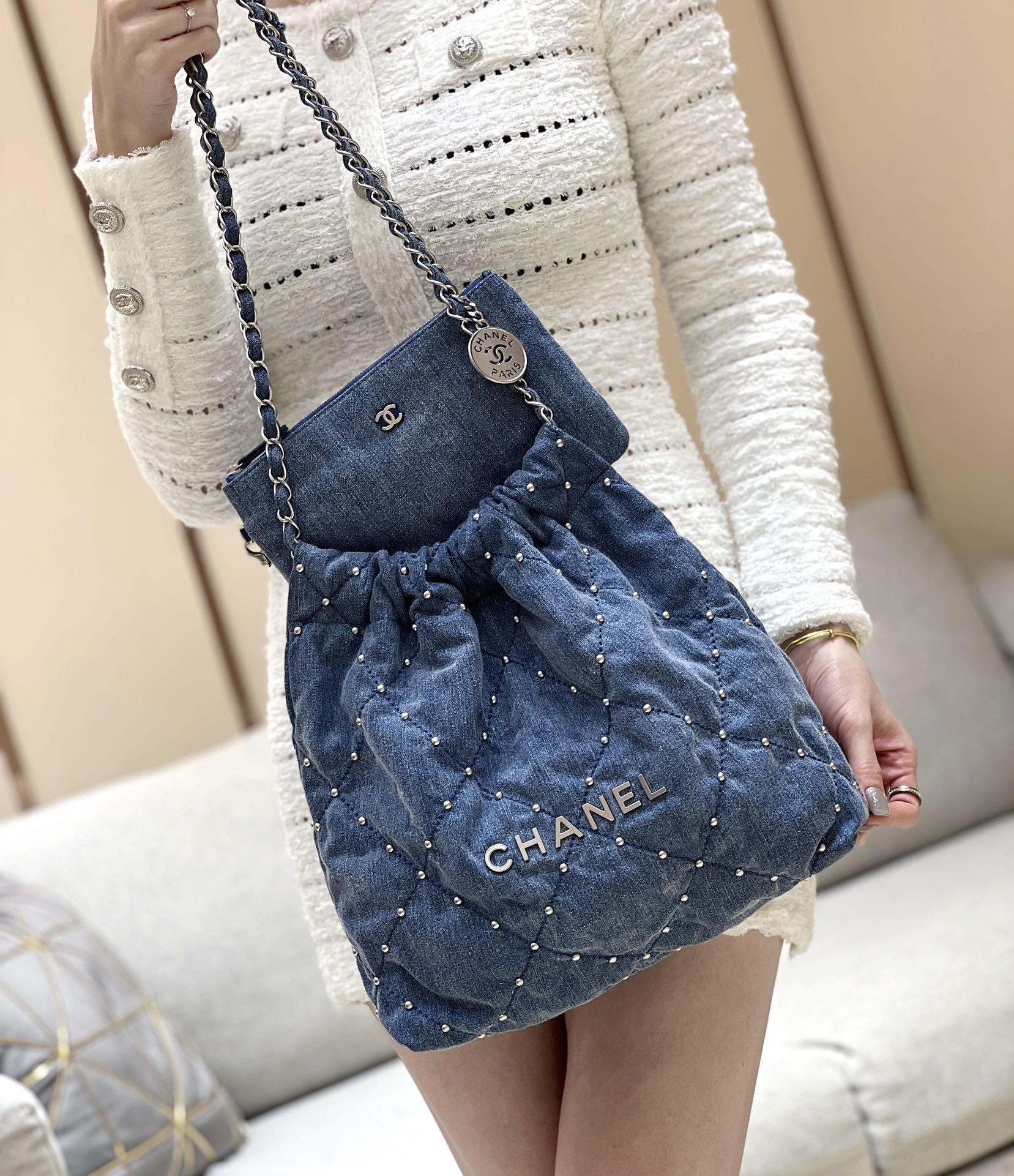 Сумка Chanel 24s 22 Series Rivet Denim Bag - Маленькая