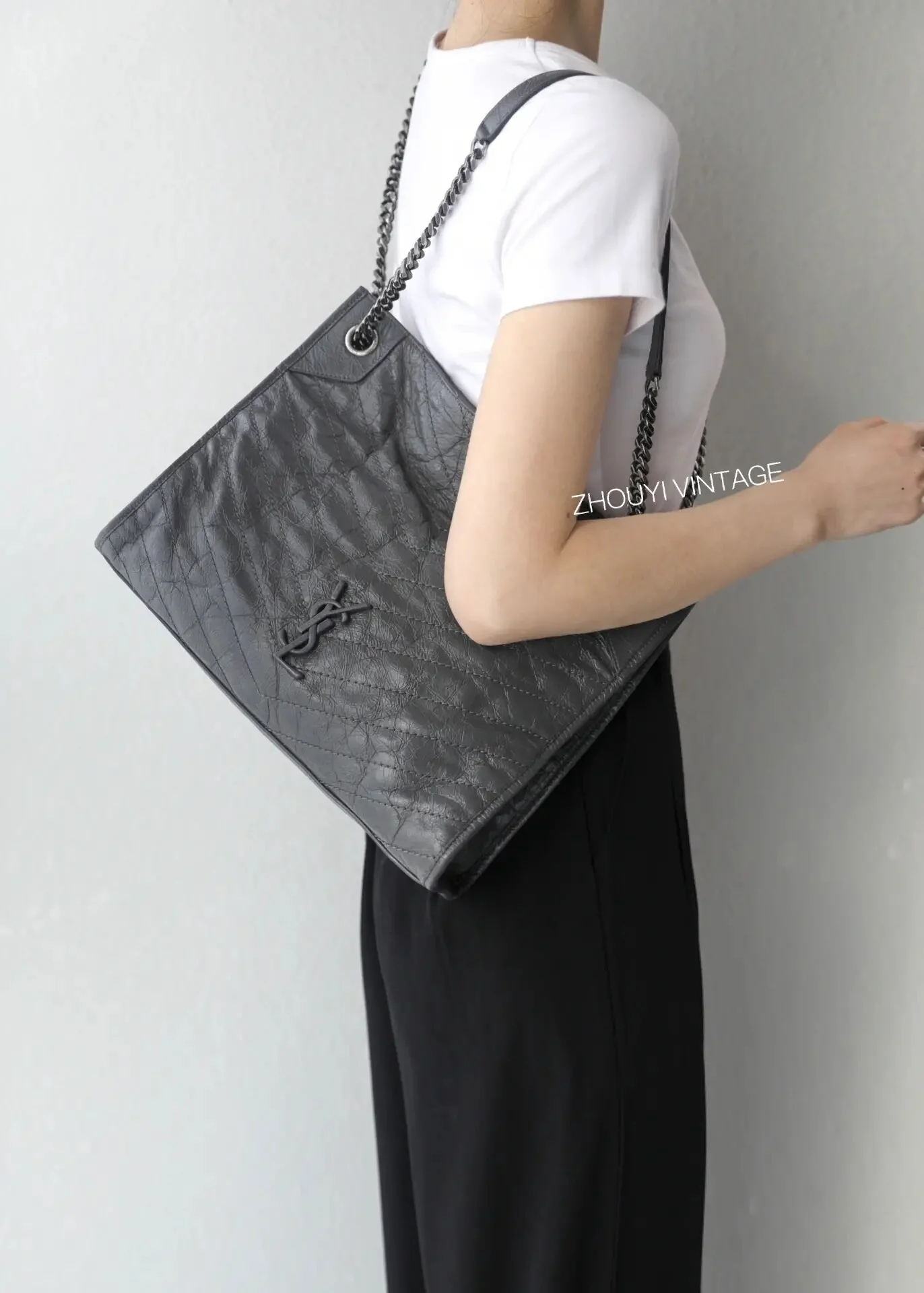 Сумка-шоппер YSL Niki - серая