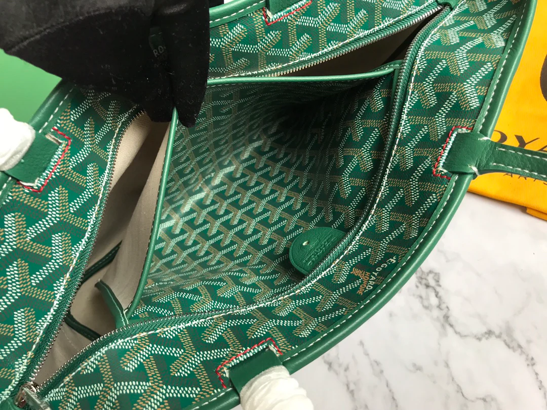 Маленькая сумка-тоут Goyard на молнии - зеленая