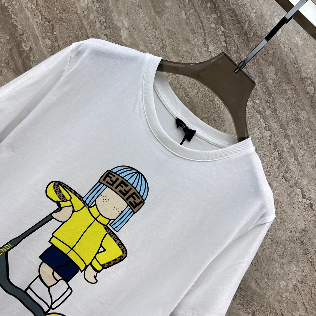 Футболка Fendi-2403-24ss Весна/Лето, новая модель, с принтом 