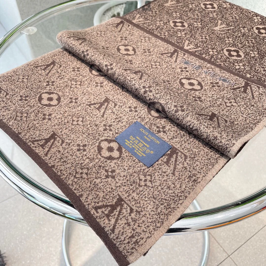 LV - Высококачественный кашемировый шарф - 180 см - 32 см - 100 см - Импортный вязаный кашемир - 1