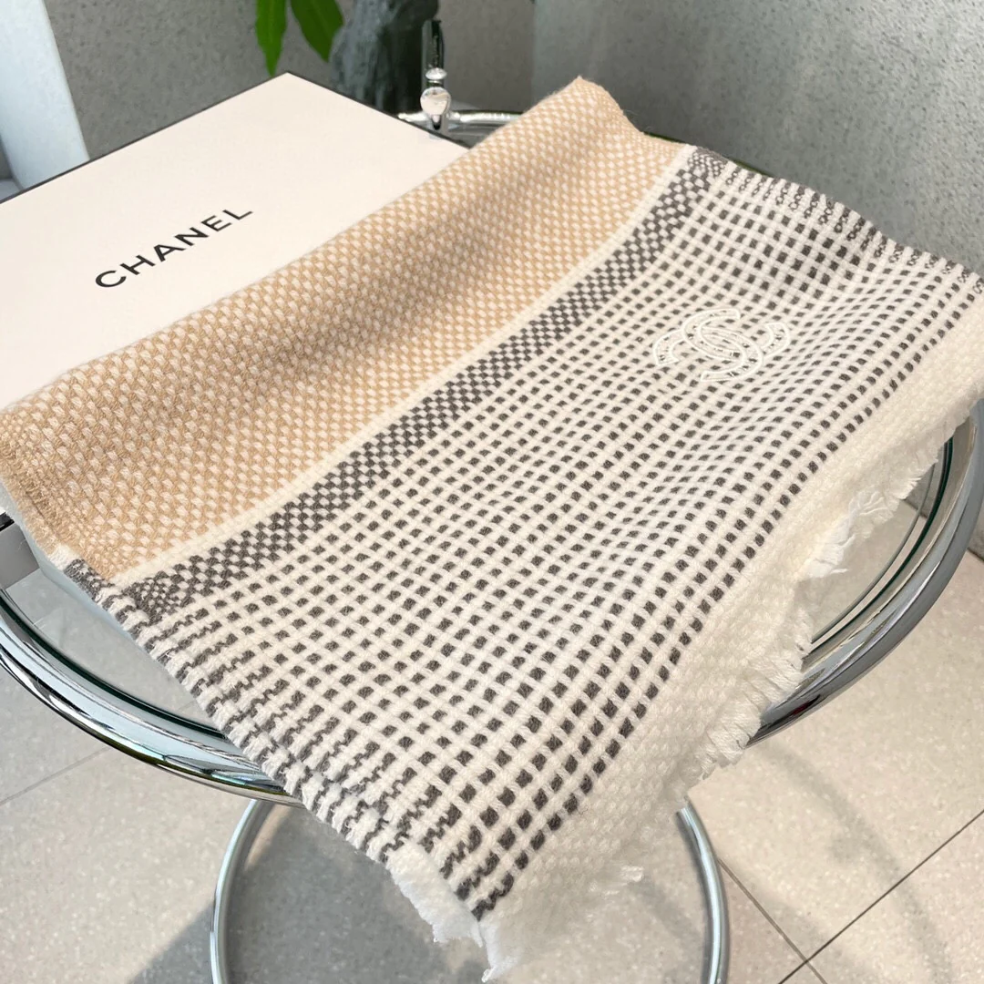 Двусторонняя кашемировая шаль/шарф Chanel - 32 см - 180 см - 100 см - Кашемир