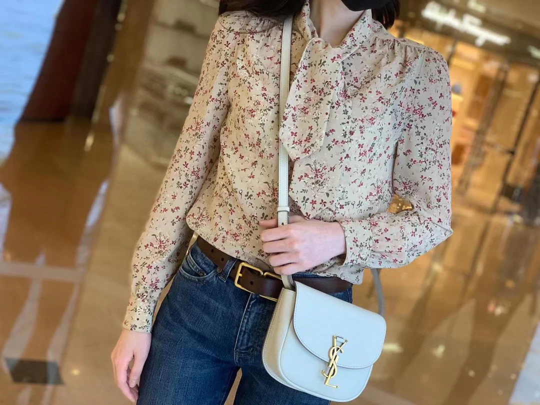 Сумка-седло YSL-Kaia-Off-White