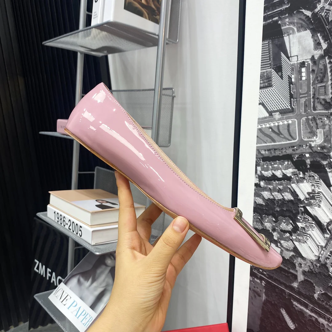 RV-Плоские туфли с квадратным носком, розово-фиолетовые