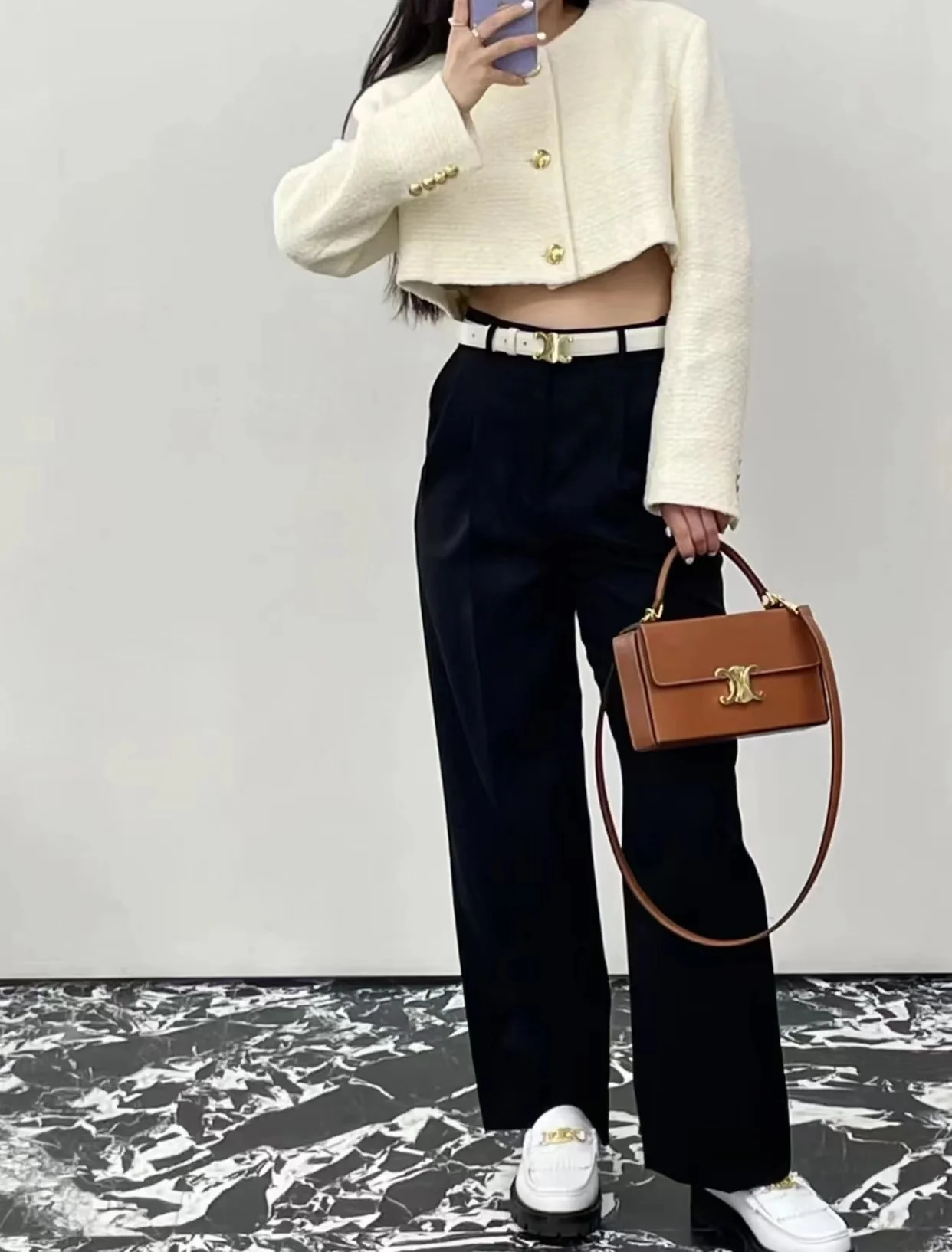 Сумка Celine Box Triomphe - коричневая