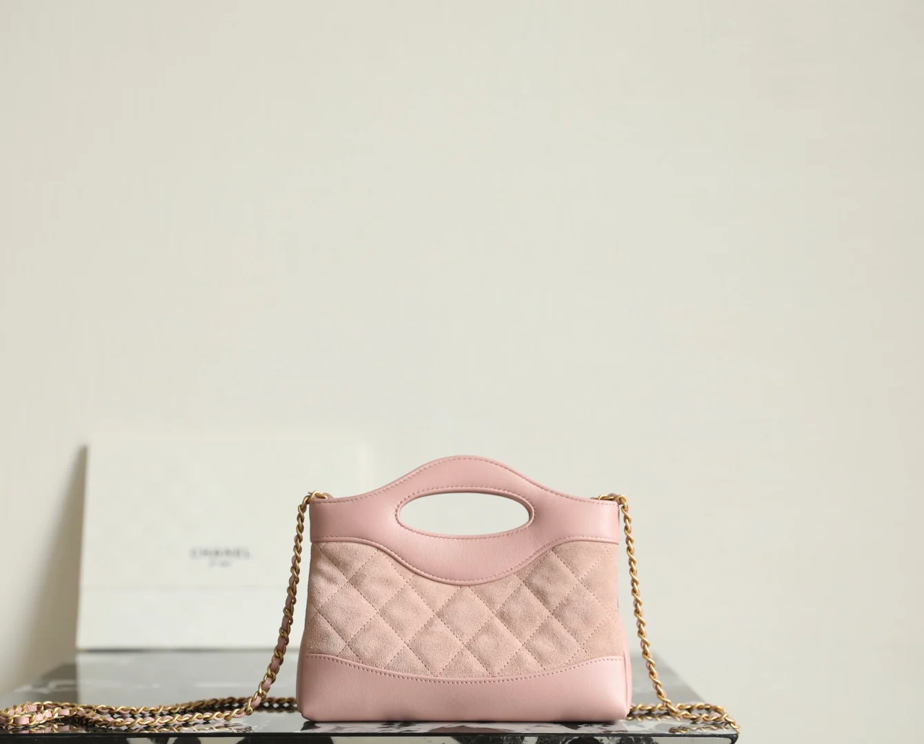 Сумка Chanel 25p nano 31, замша, розовая.