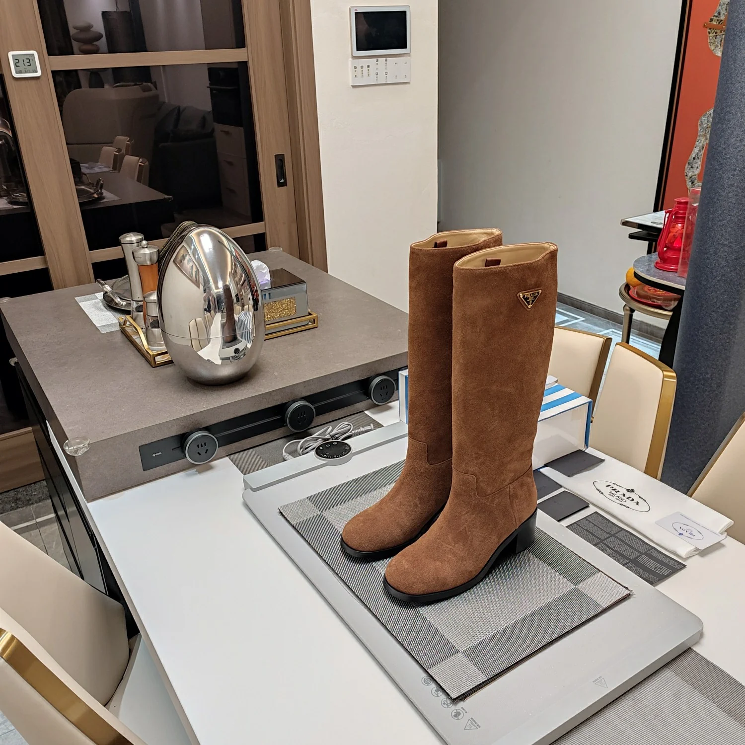 Сапоги для верховой езды Prada 2024 7-5 см - коричневые