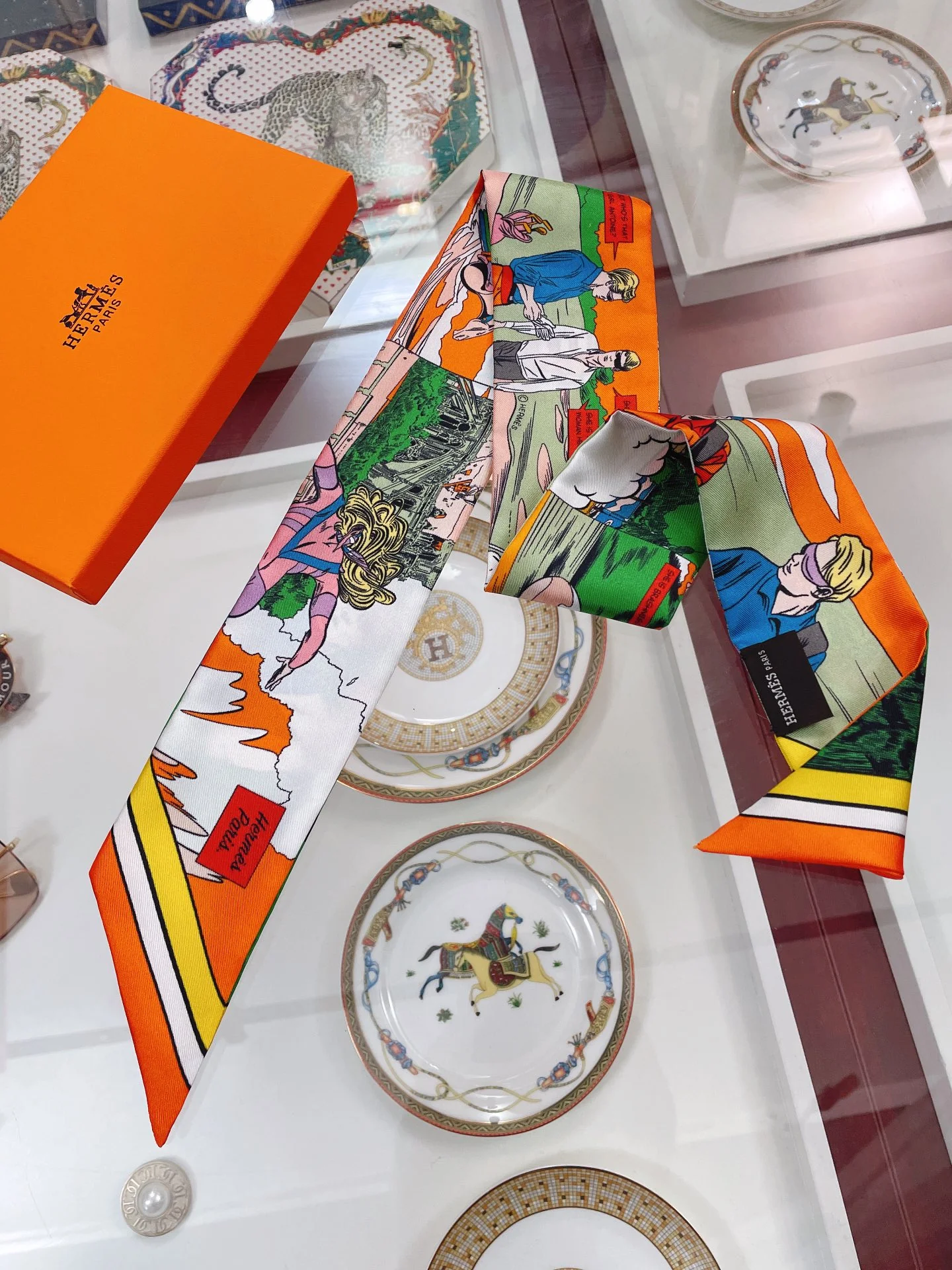 Шарф Hermes Twilly 5-86 см, 100% шелковый твил, двусторонний, 1 шт.