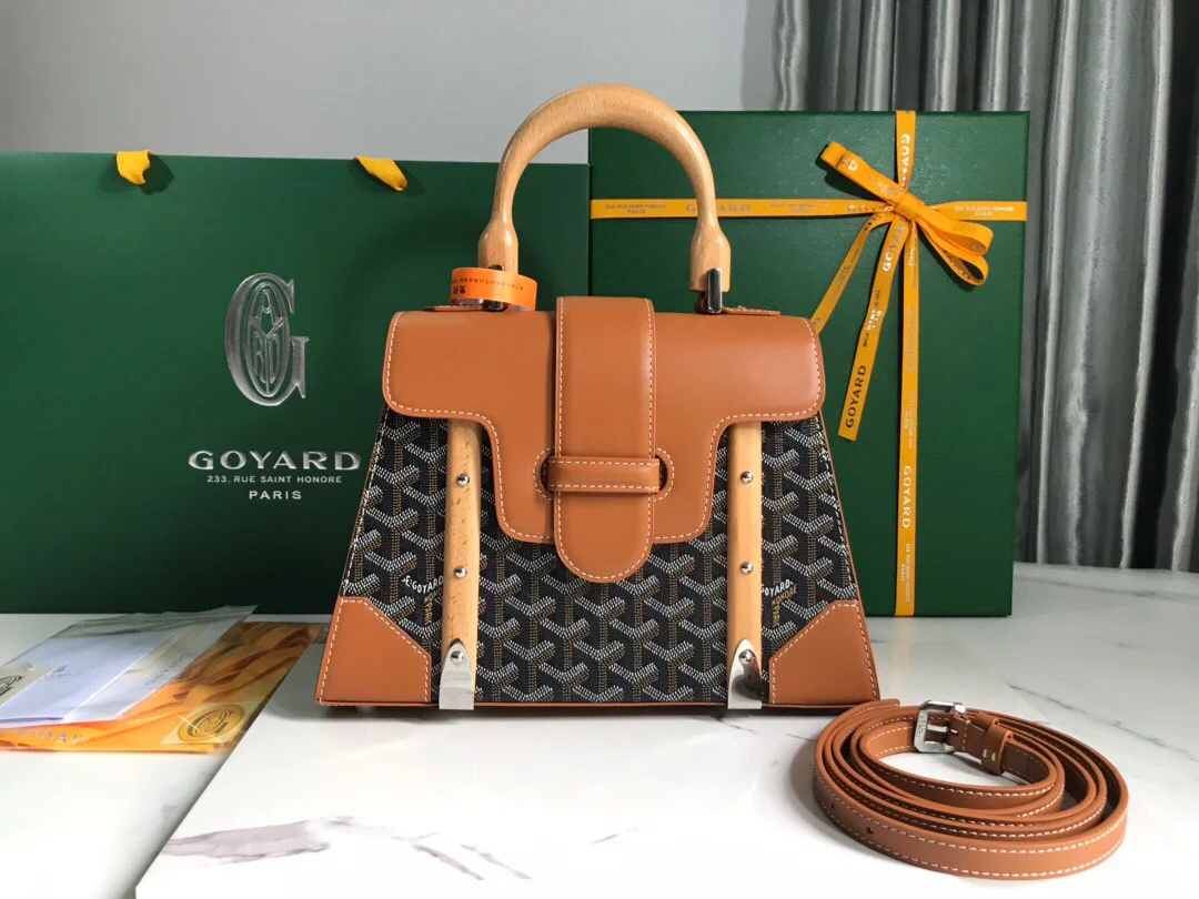 Сумка-тоут Goyard Saigon PM серии, 28 см, коричневая.