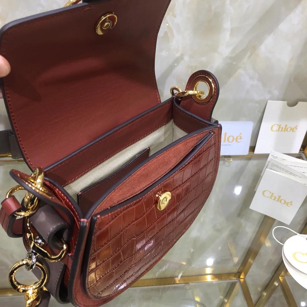 Сумка через плечо Chloe-tess - кожа аллигатора - оранжево-красная