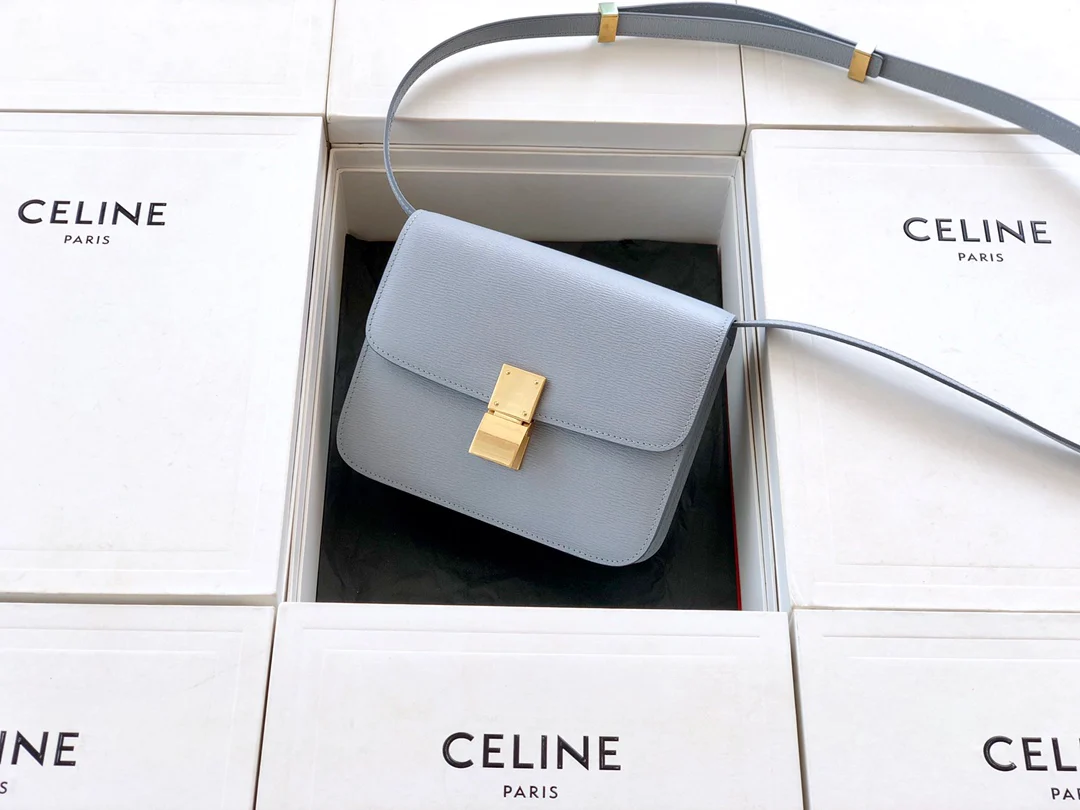 Сумка Celine Box-Ten из телячьей кожи, цвет ?арктический синий?.