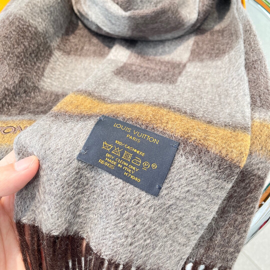 LV - Шарф из чистого кашемира - 180 см - 32 см - Коричневый