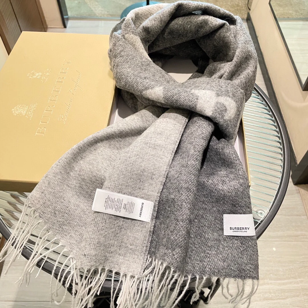 Шарф Burberry Premium из кашемира с вышивкой, 42 см (180 см) - серый