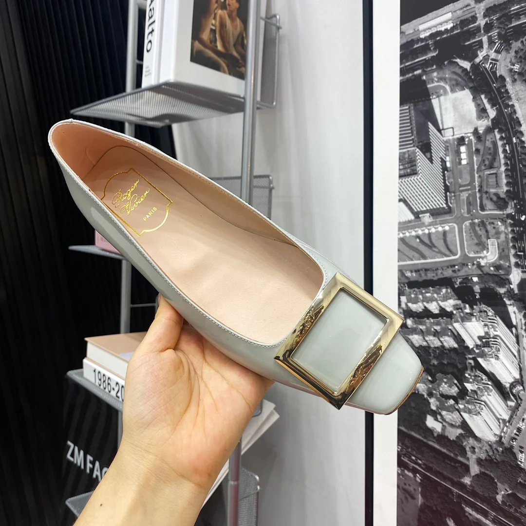 Ботинки RV с плоской подошвой и квадратным носком - светло-голубые