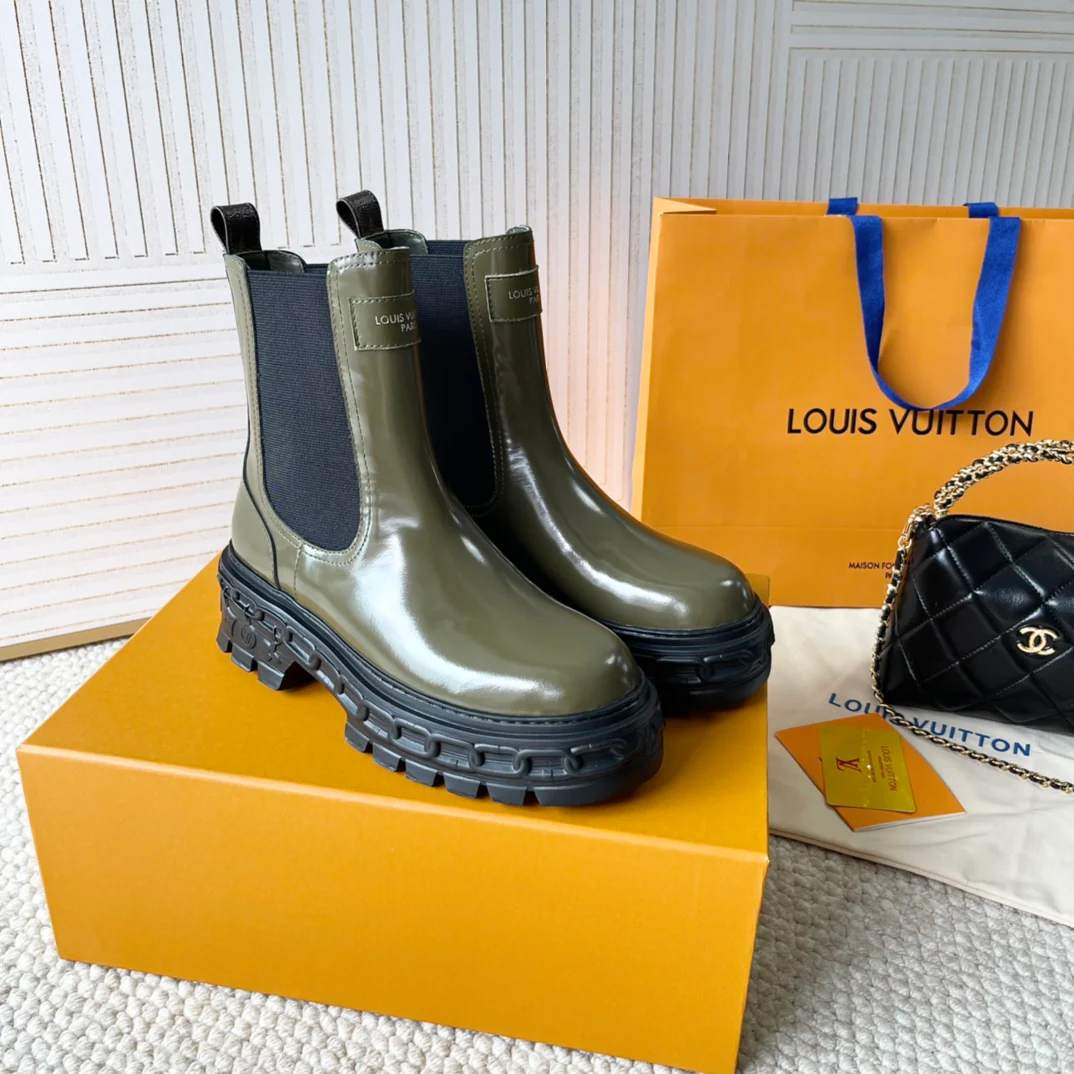 Ботильоны на платформе LV-2024 - темно-зеленые