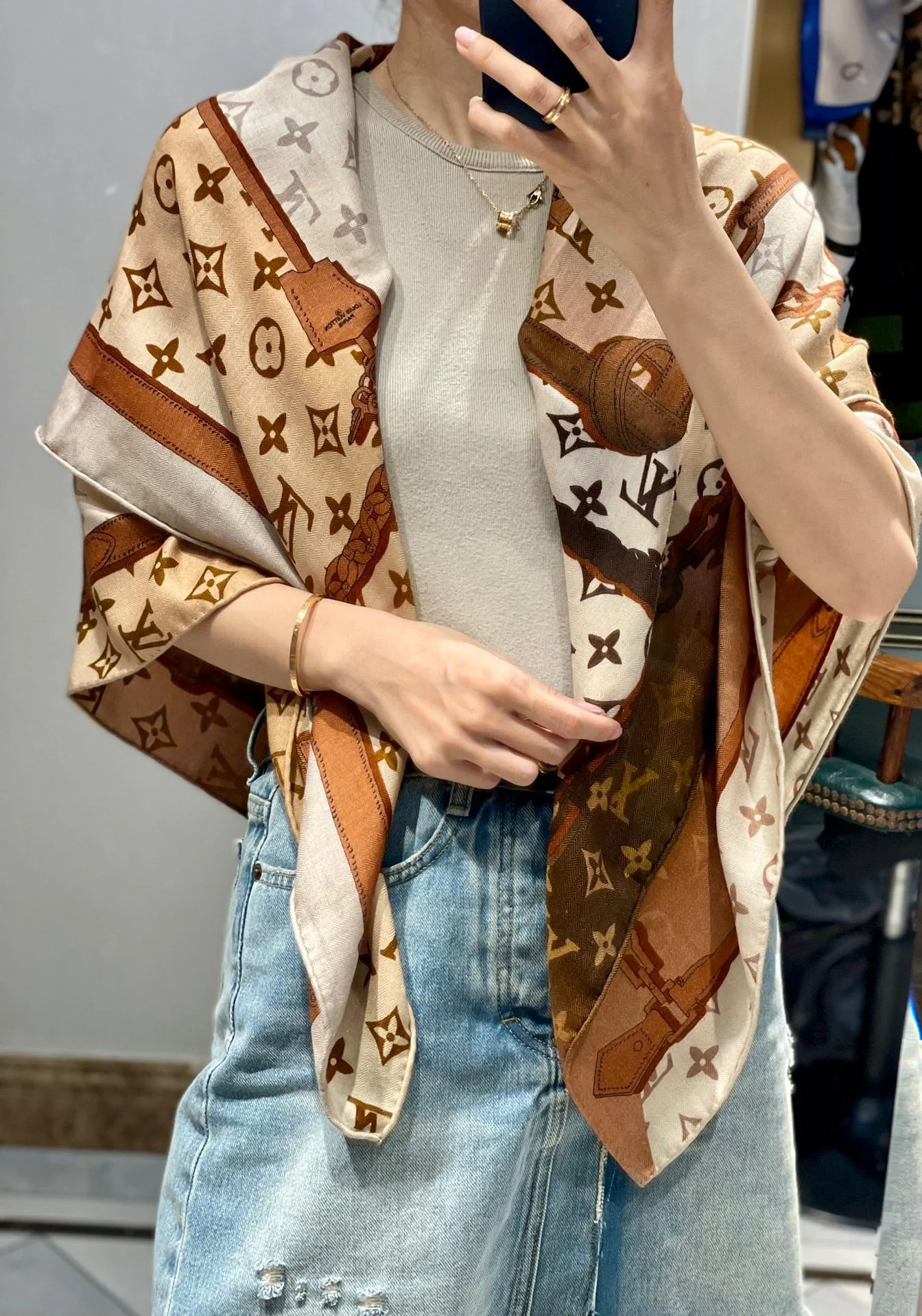 LV - Двусторонний шарф, 110 см - Детский флис, класс 2