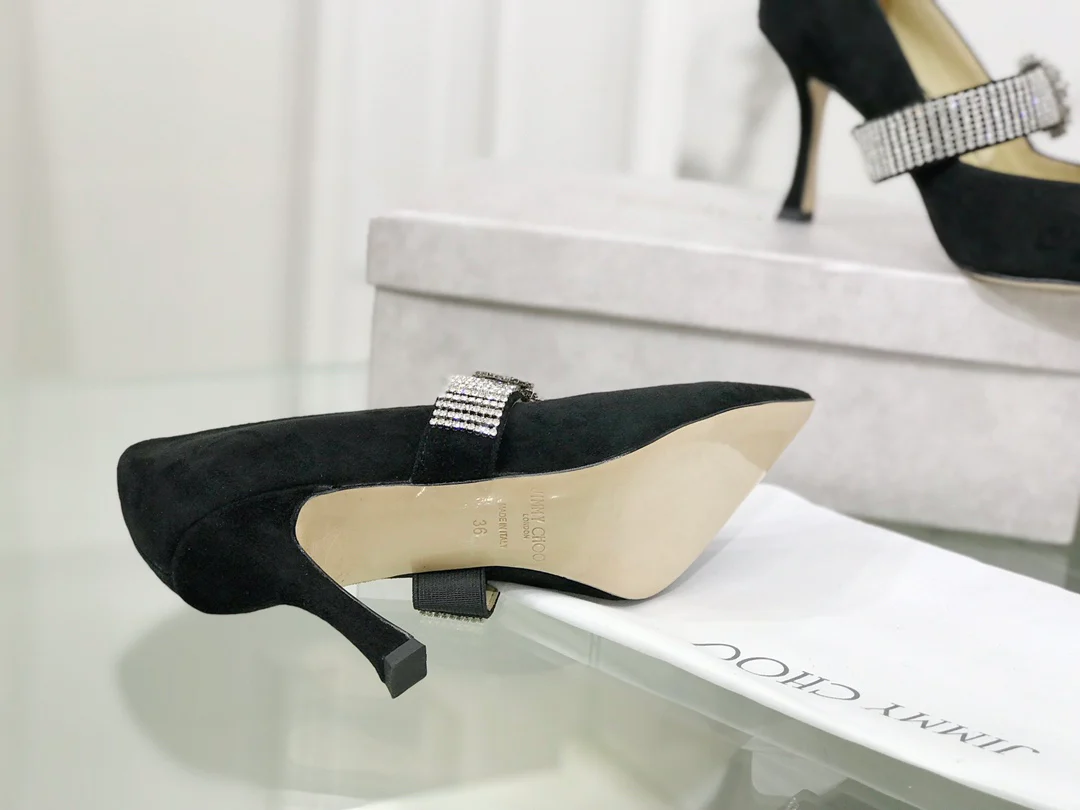 Туфли на высоком каблуке Jimmy с острым носком и стразами - 1