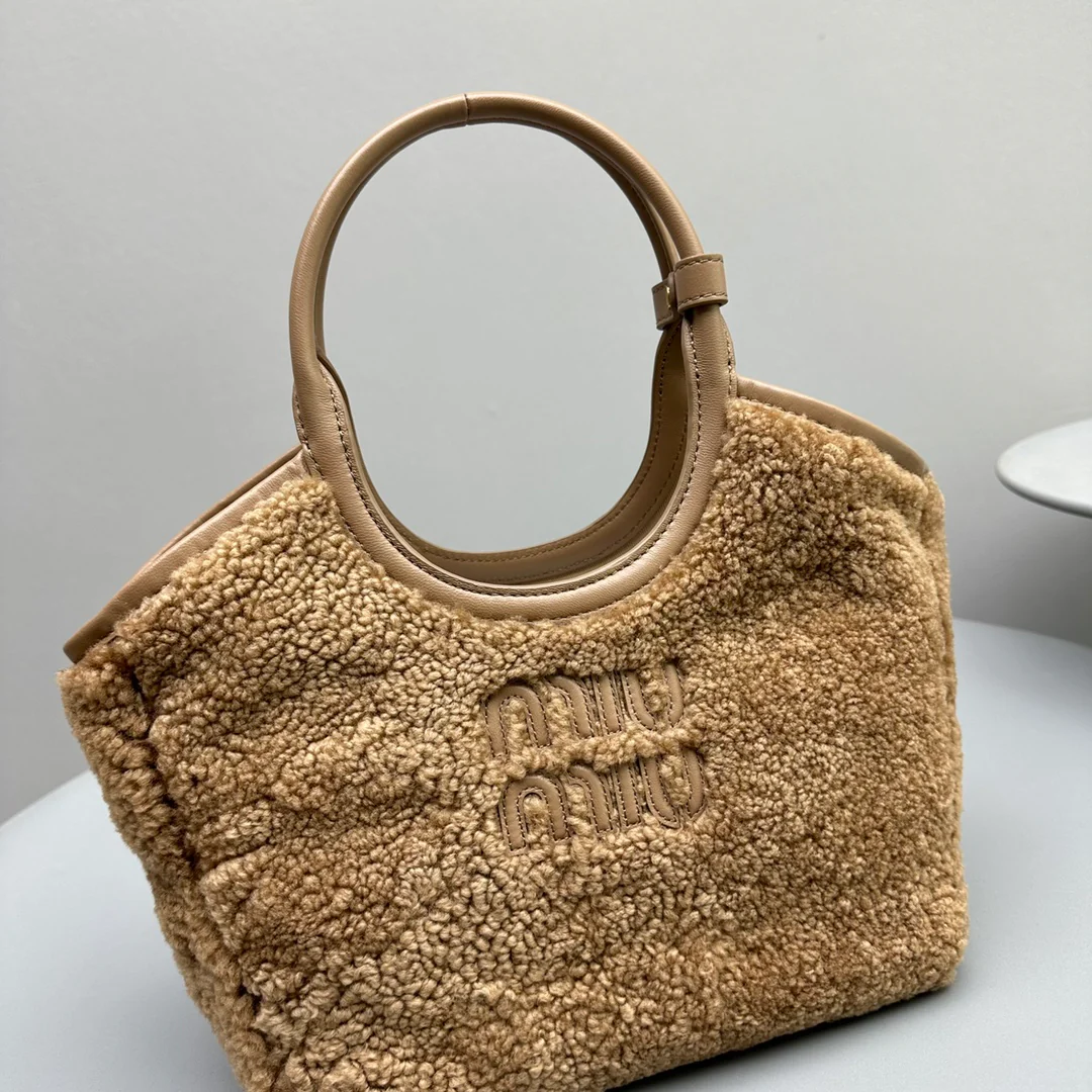 Сумка-тоут Miu Miu Ivy - овечья шерсть - маленькая - коричневая