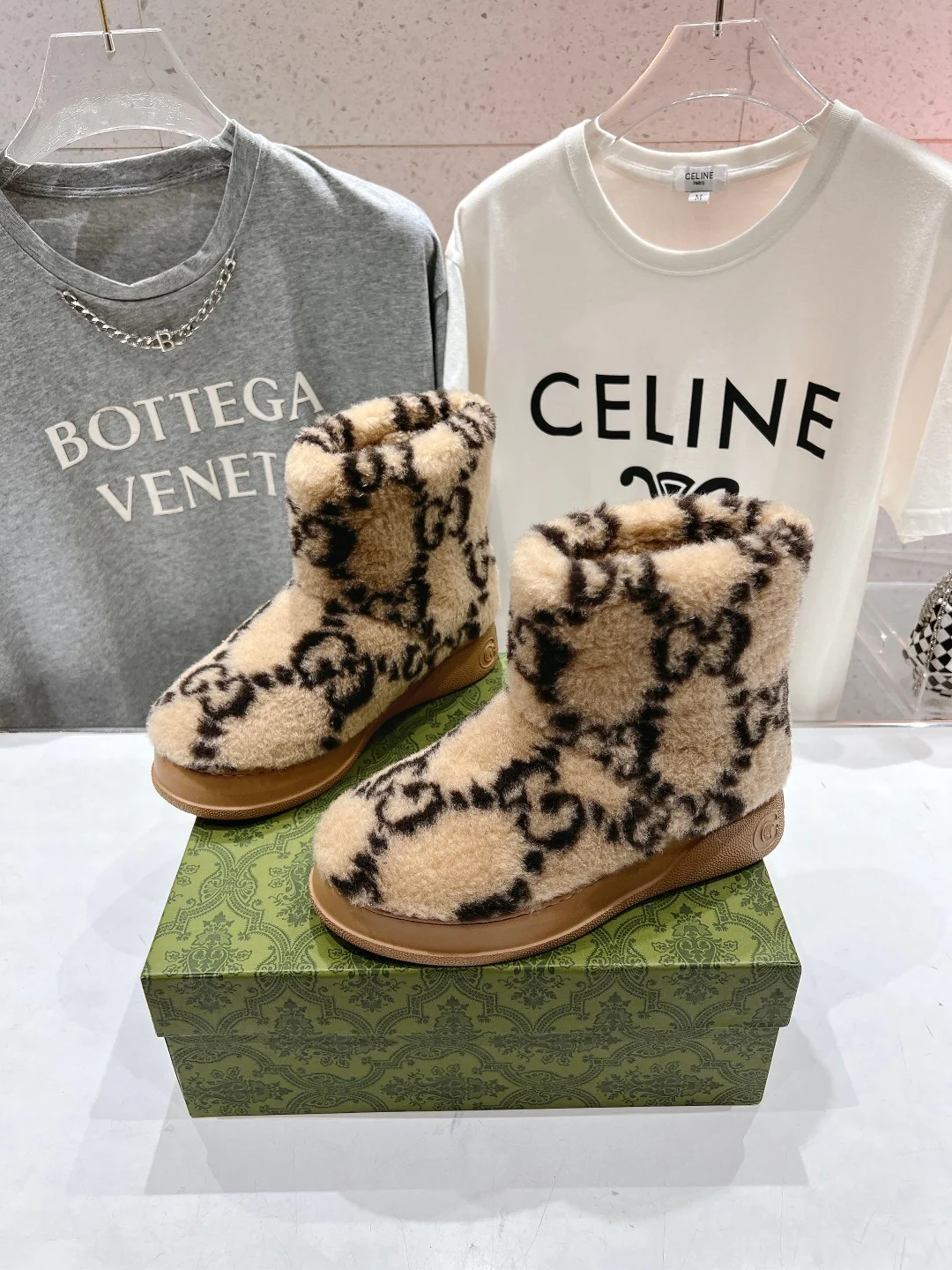 Шерстяные зимние сапоги Gucci 2024 - Кофейно-коричневый - 1