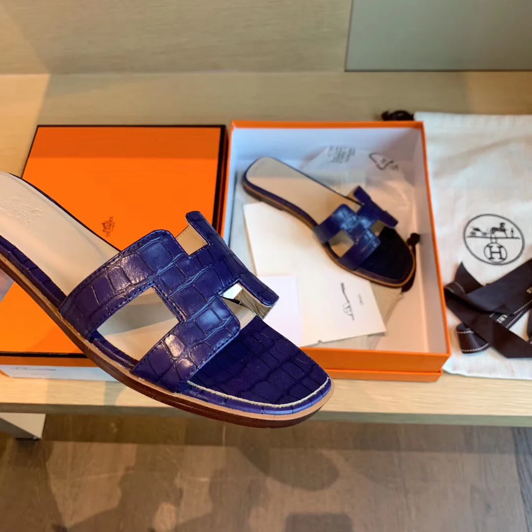 Сандалии Hermes-h на плоской подошве с каменным узором-1