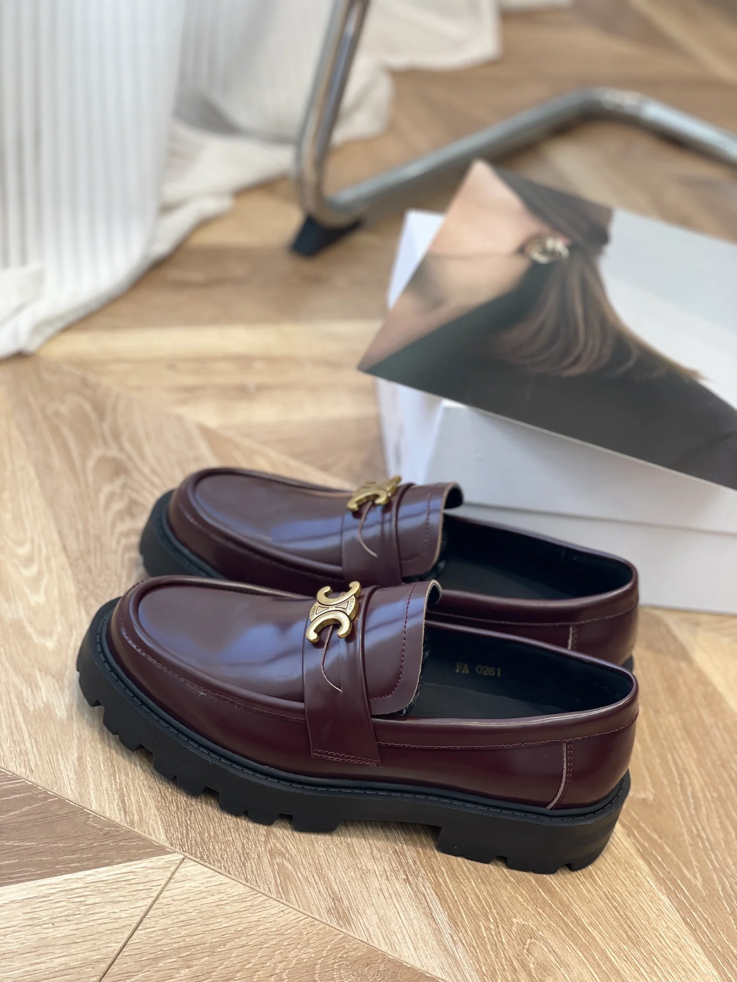 Афро-туфли Celine Arc de Triomphe - бордовые