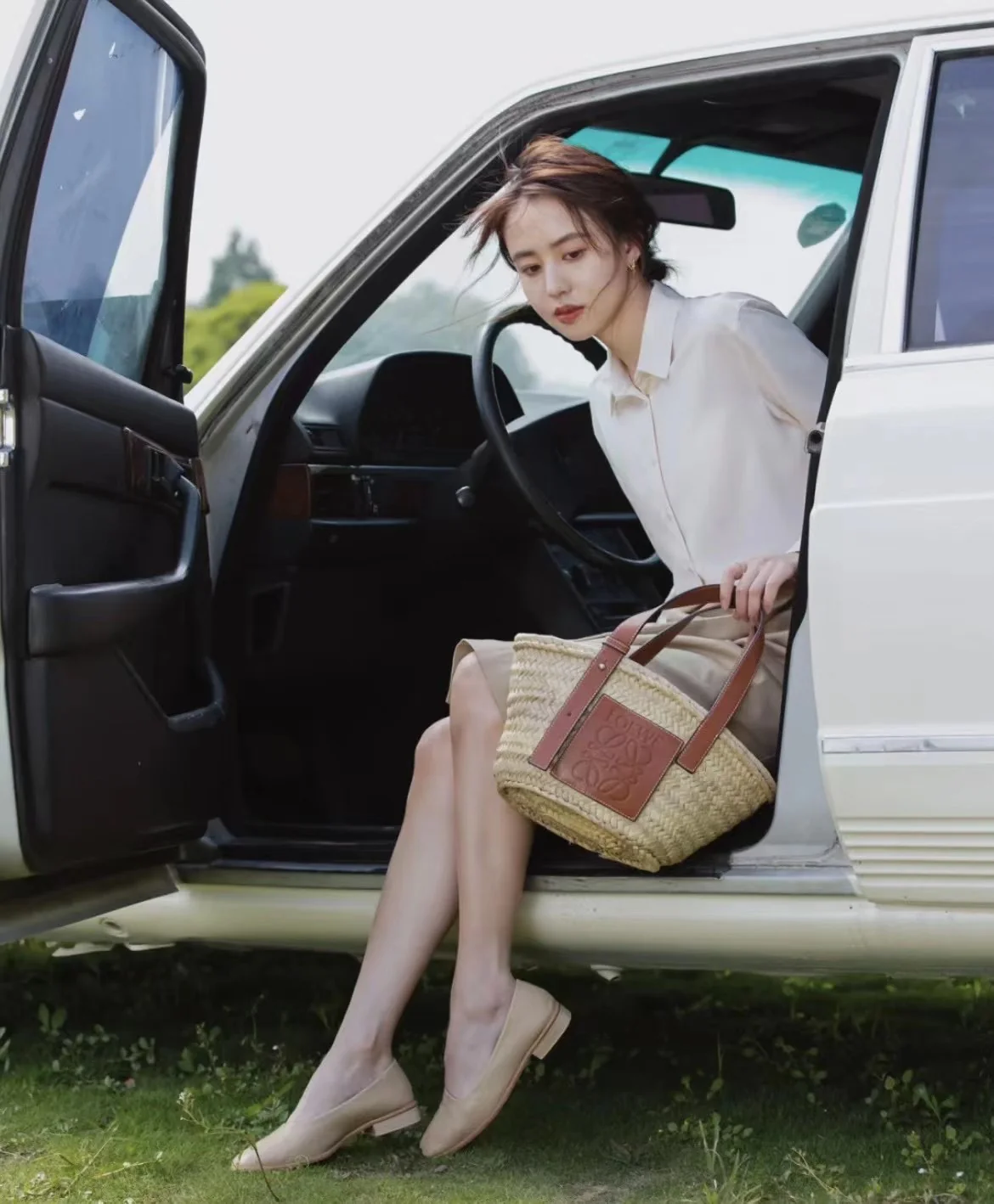 Соломенная сумка Loewe - 33 см - Маленькая - Коричневая