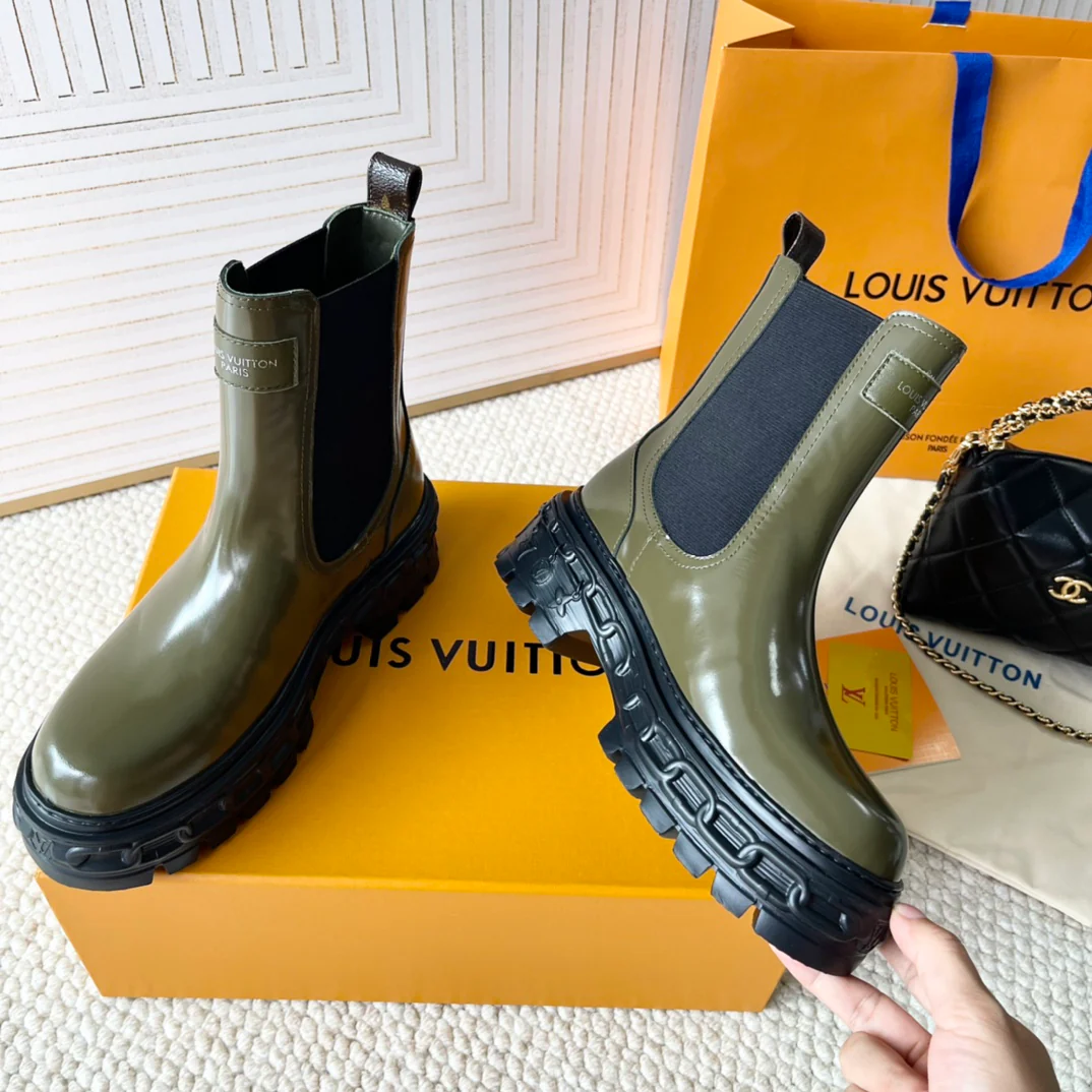 Ботильоны на платформе LV-2024 - темно-зеленые