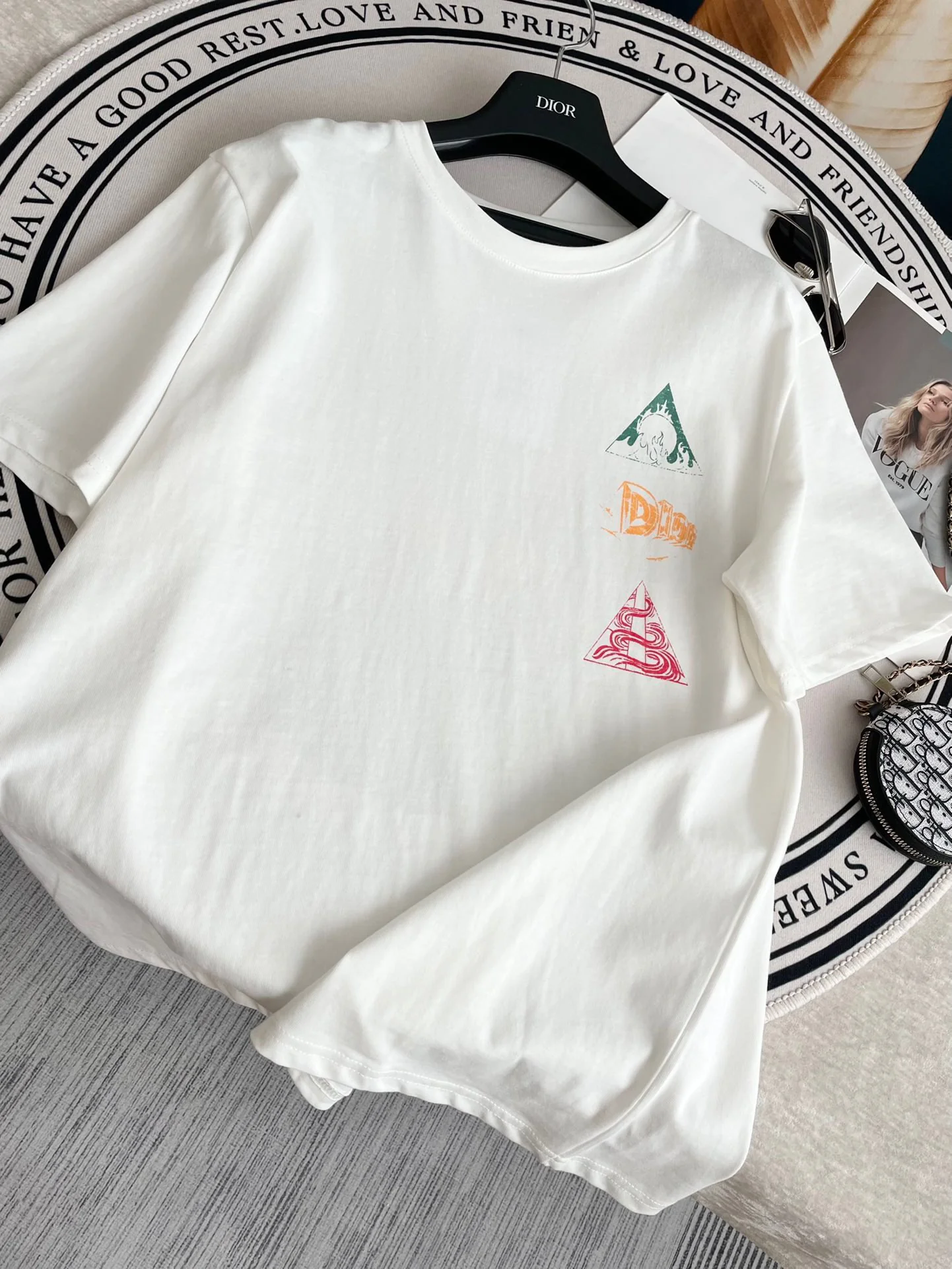 Футболка Dior 2403 с круглым вырезом и коротким рукавом свободного кроя