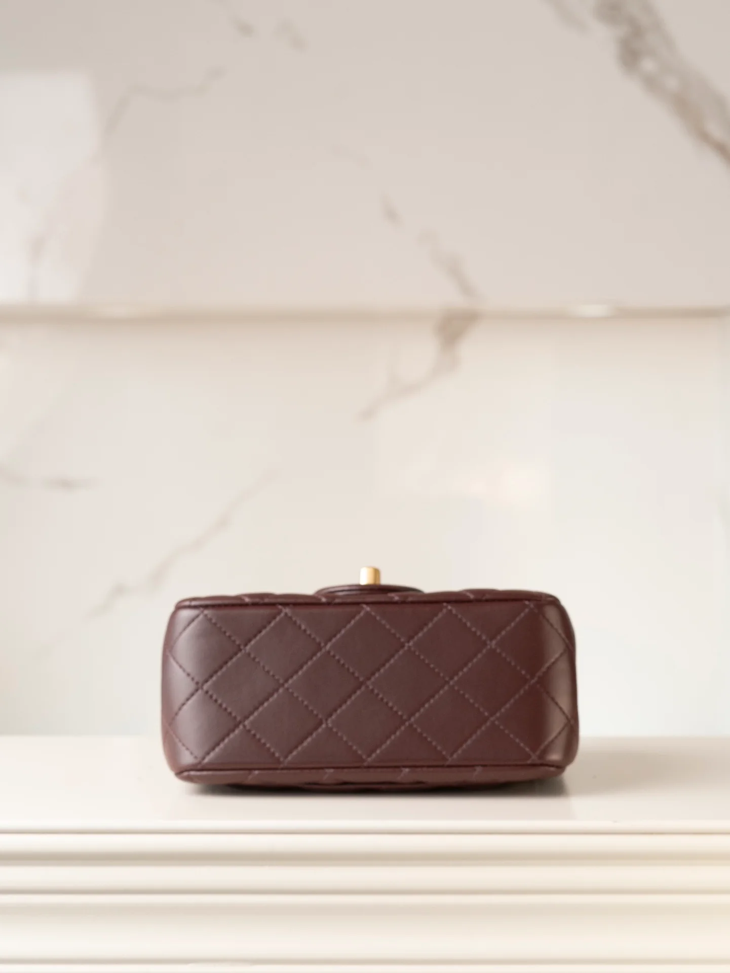 Chanel 24k CF Gold Ball Square Fat Man - Reddish Brown