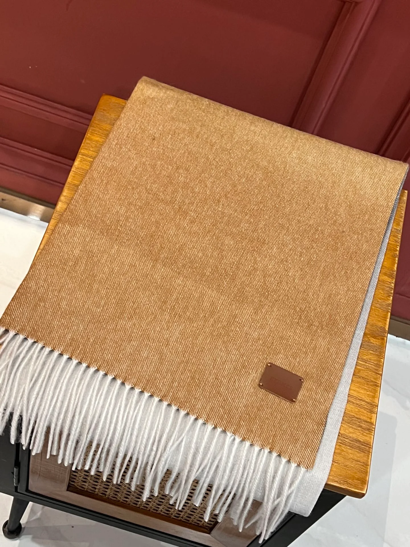 Многоцветный градиентный шарф Hermes - 32 см - 190 см - Кашемир премиум-класса, импортный - Абрикосовый цвет