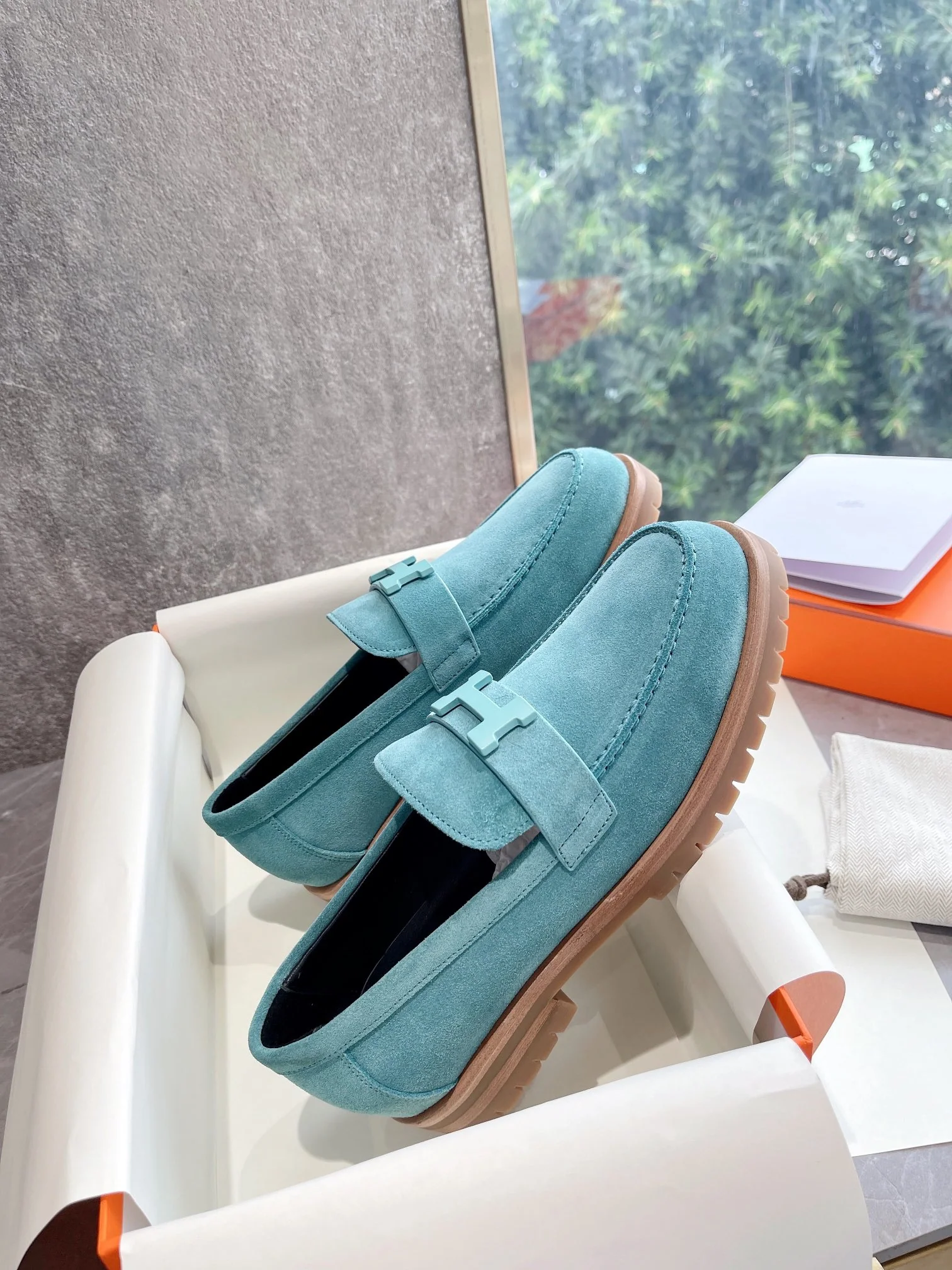 Лоферы Hermes 22FW - синие