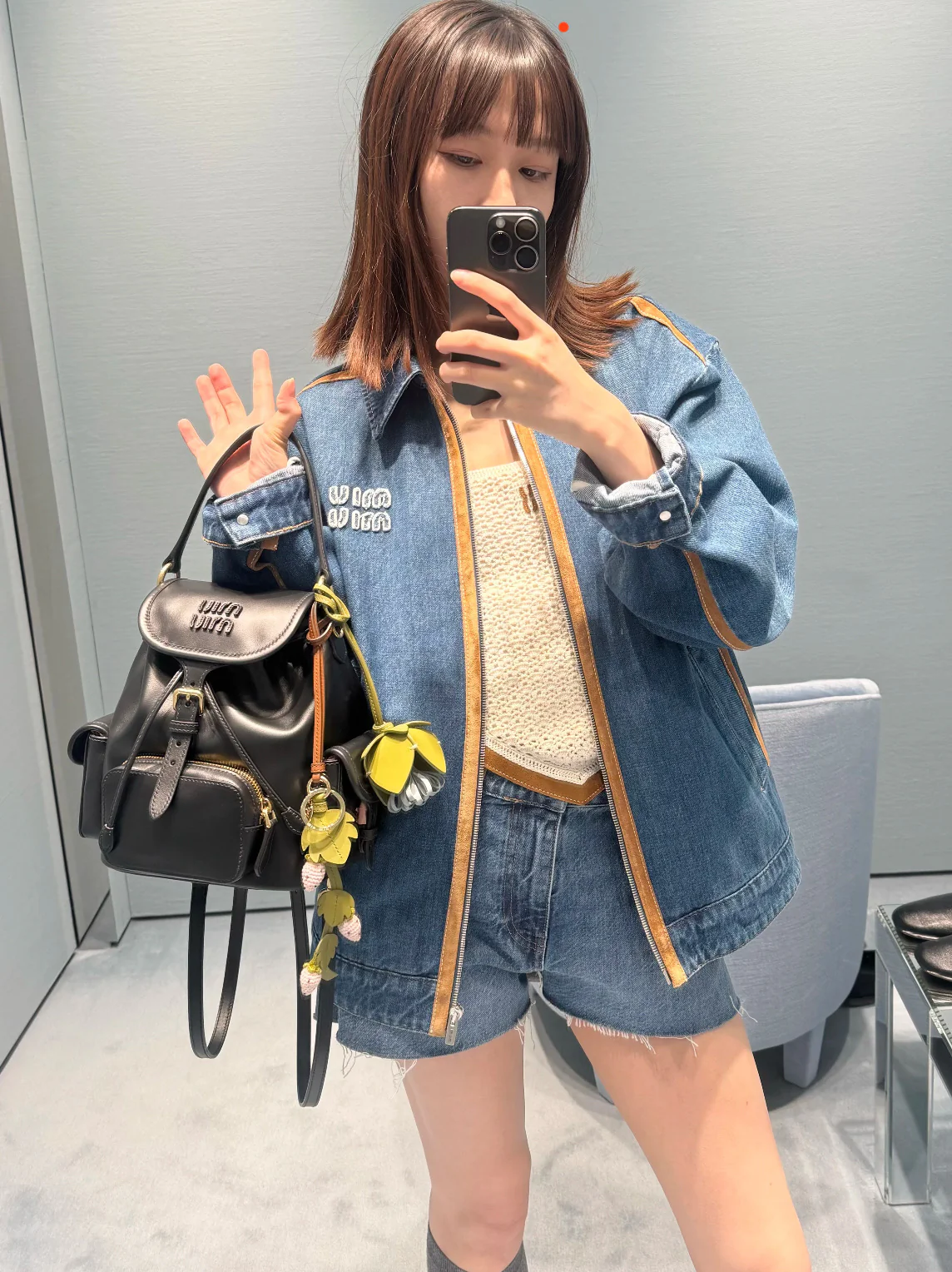 Рюкзак Miu Miu из канваса и кожи — маленький, черный — Outfit Sharing