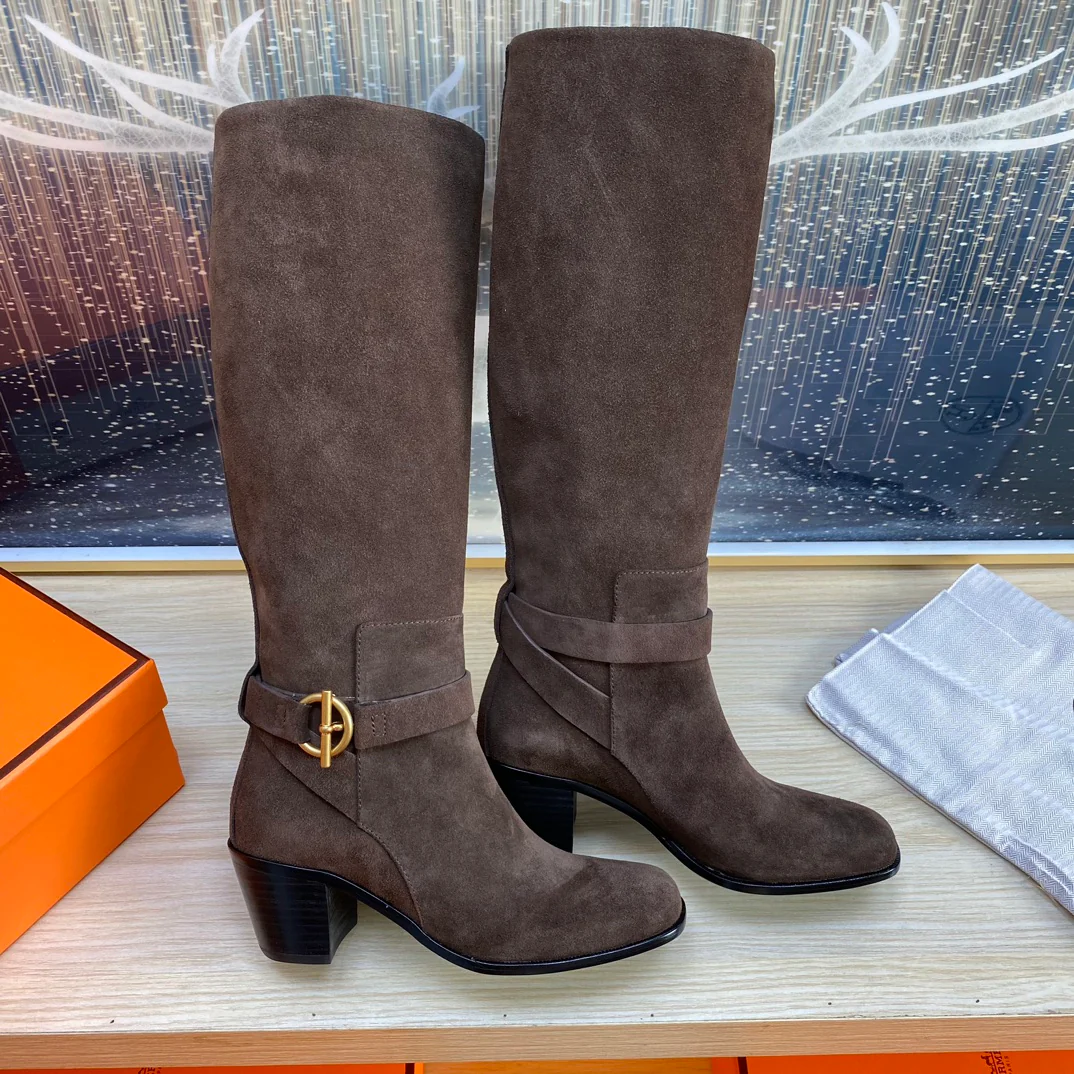 Классические высокие сапоги Hermes 2024 - коричневые