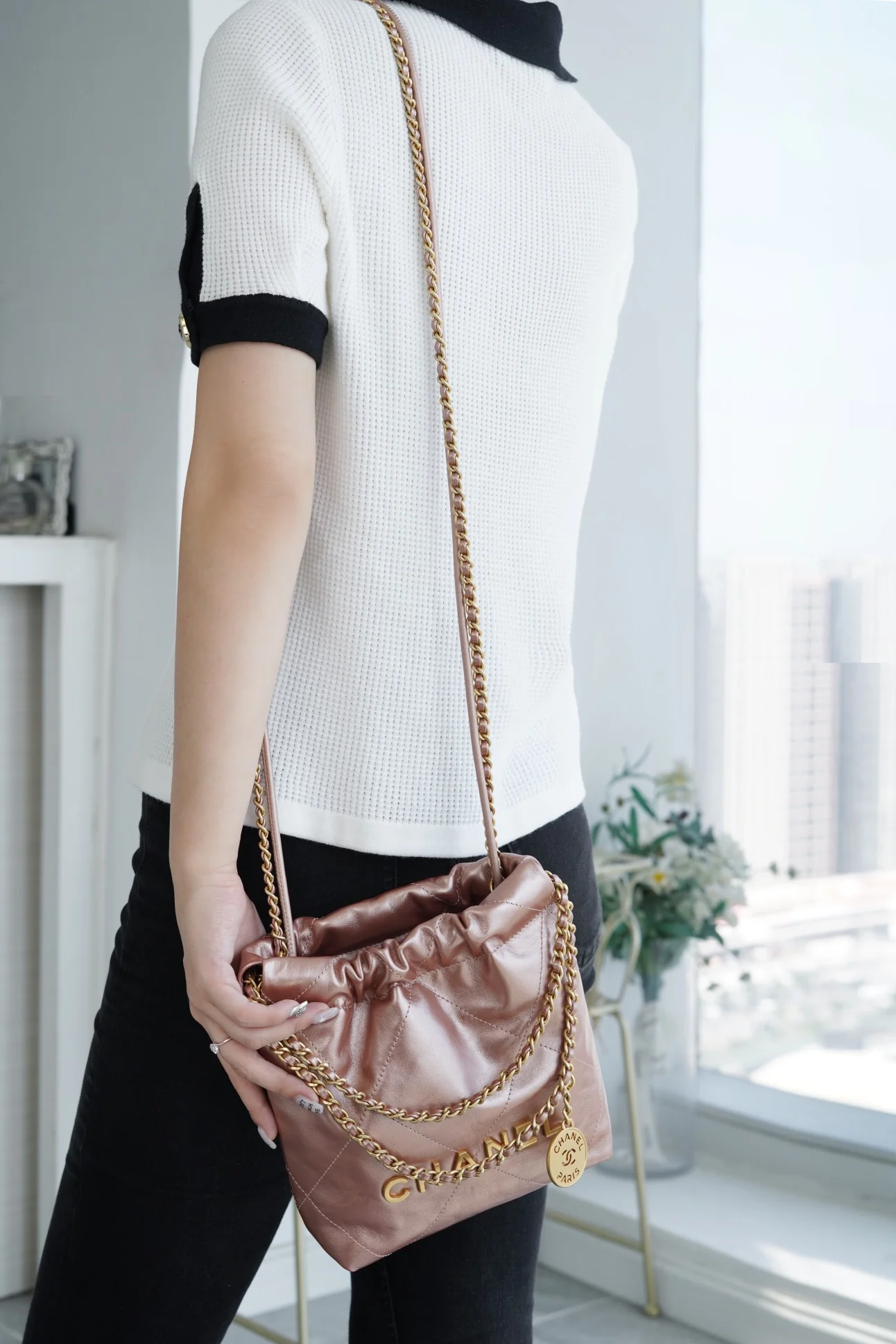 Chanel - Chanel - Маленькая сумочка № 22 - Жемчужная пудра