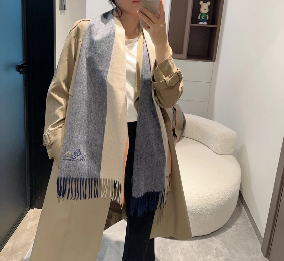 Кашемировый шарф в клетку Loro Piana 2024 — 190-32