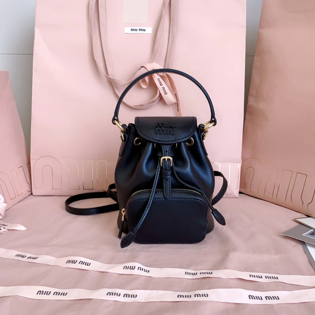 Рюкзак Miu Miu-5bz045 в стиле ?преппи?, мини, черный.