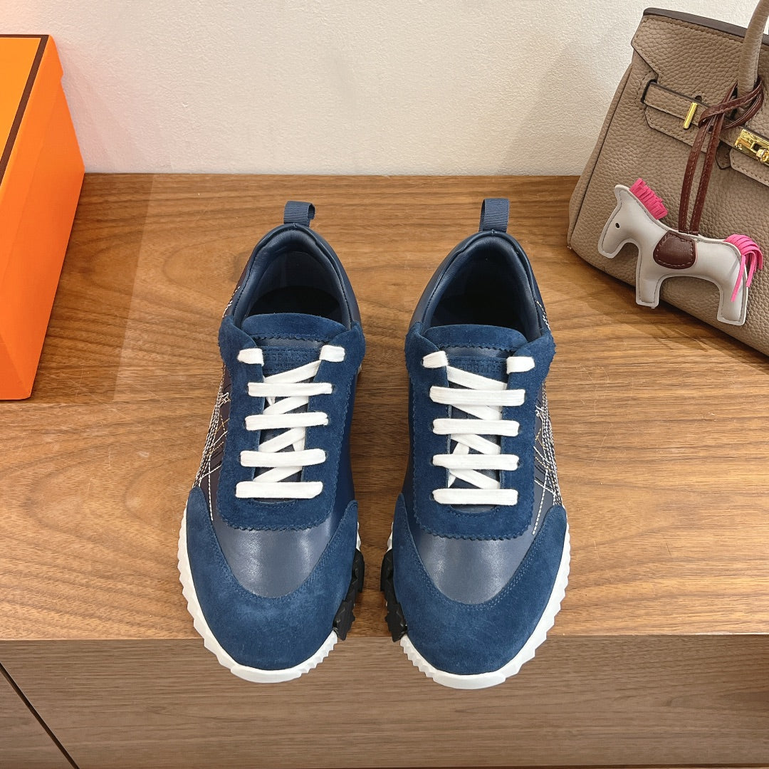 Простые повседневные туфли Hermes 2024 - синие