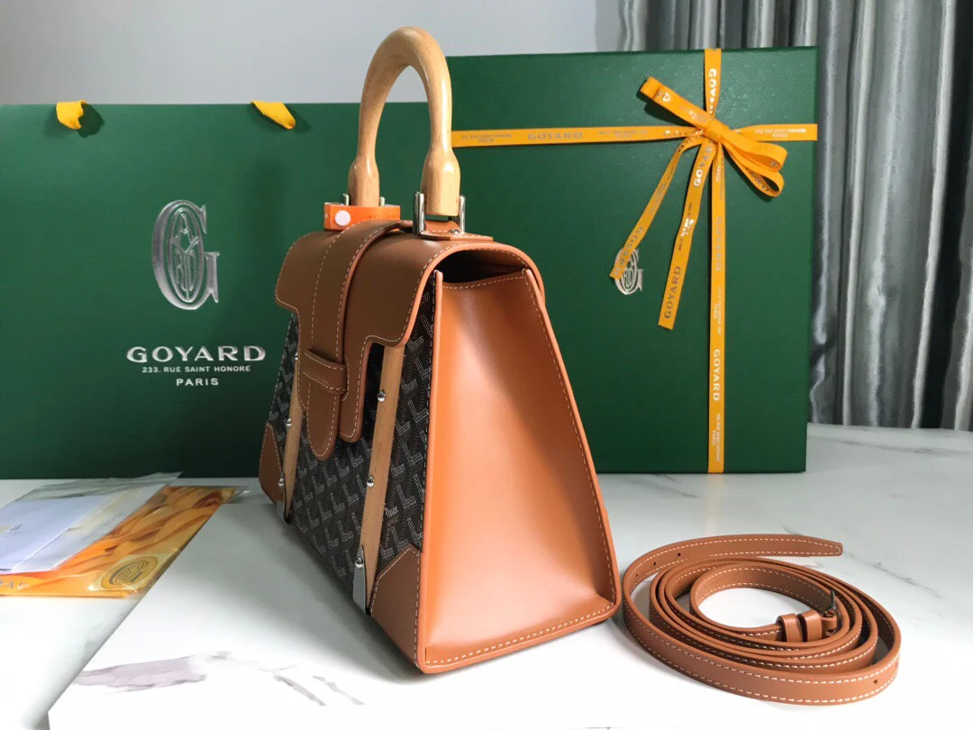 Сумка-тоут Goyard Saigon PM серии, 28 см, коричневая.
