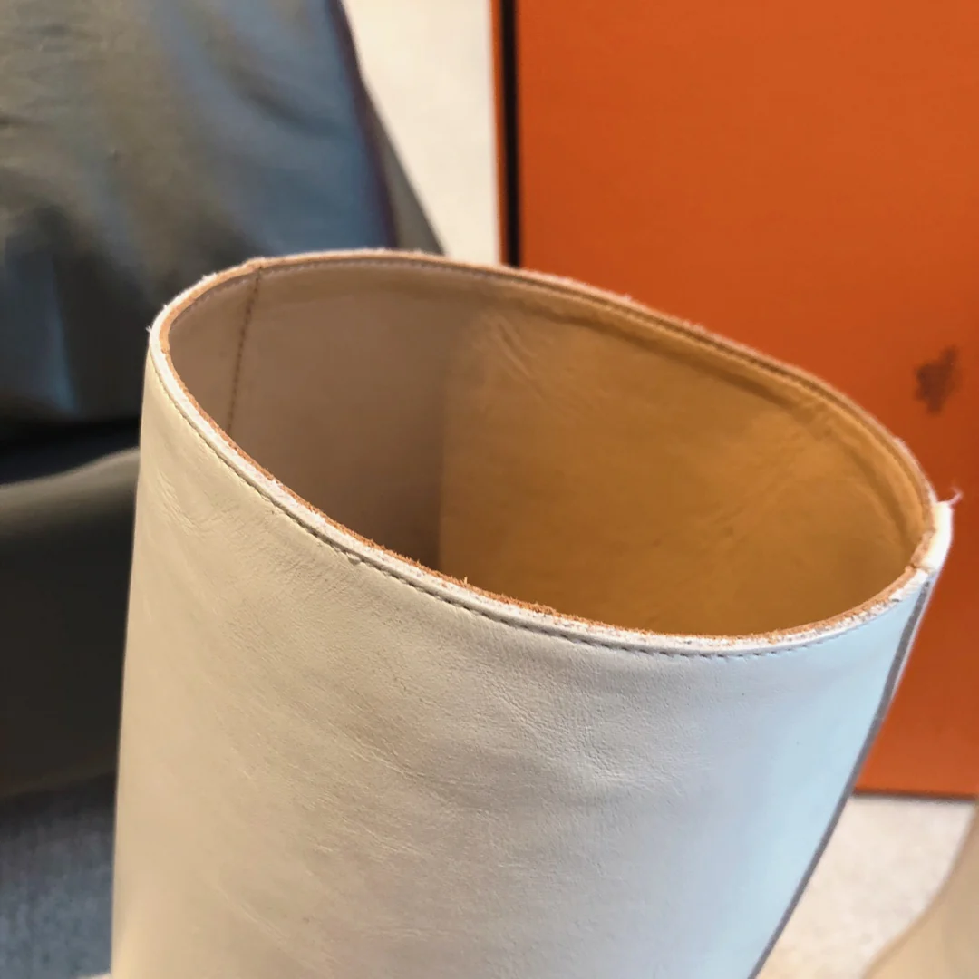 Новинка Hermes 2023 года - Сапоги из телячьей кожи - Off-White