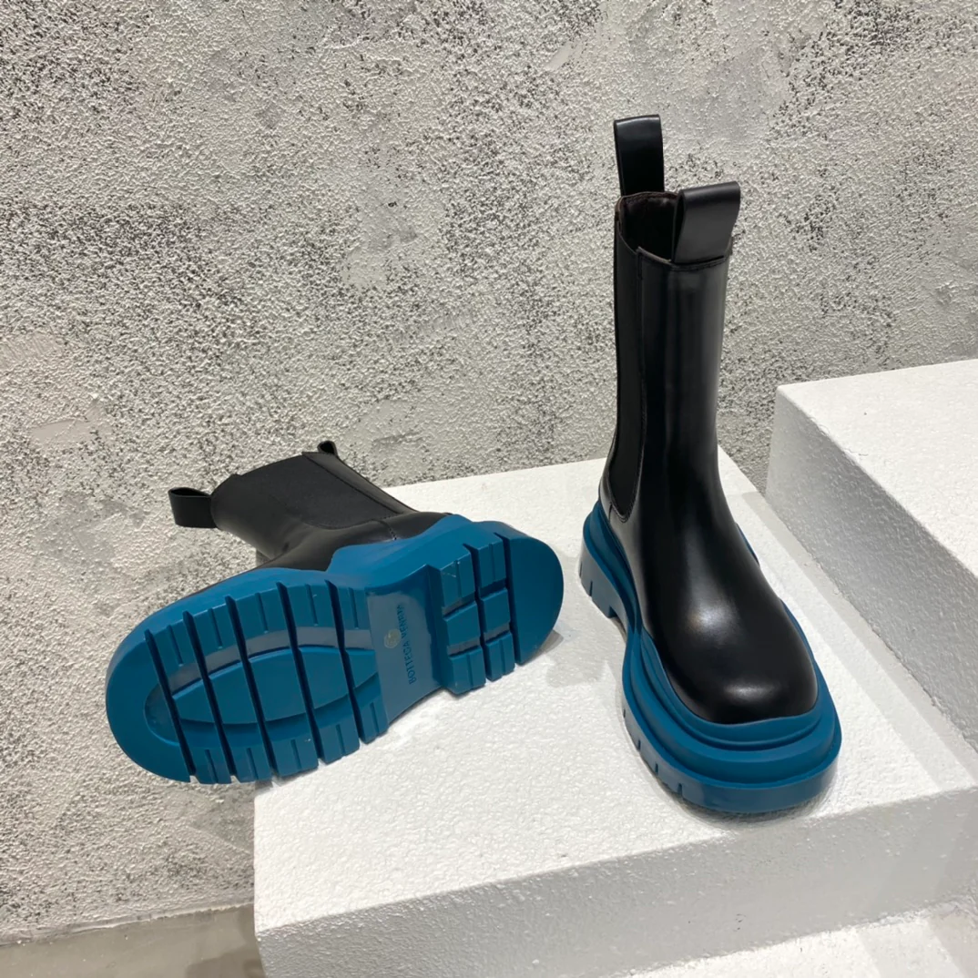 BV-22ss - Британские ретро-сапоги до середины икры - Унисекс - Черно-синяя подошва - 1