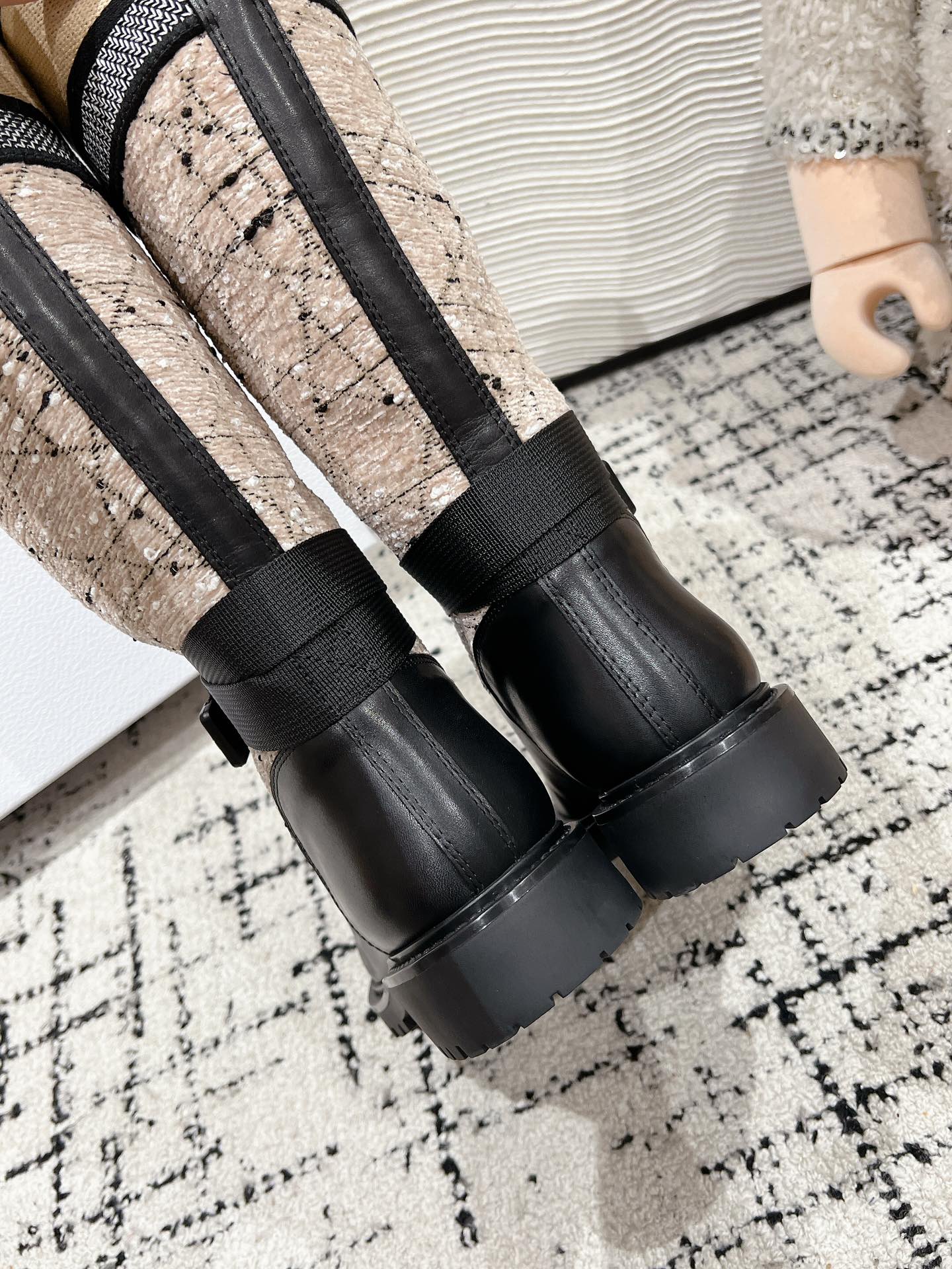 Шерстяные сапоги Dior 2024 до середины икры - Кофейно-коричневый