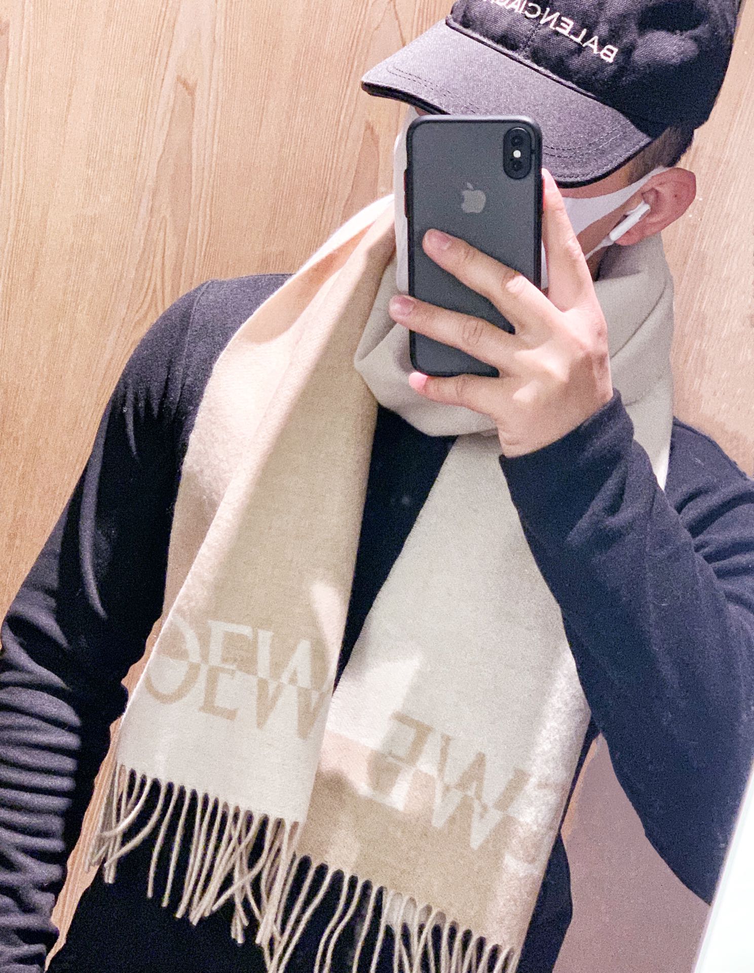 Шарф Lolwei с цветными блоками и кисточками - 90 г - Австралийская шерсть - 10 г - Кашемир - Цвет: кремовый