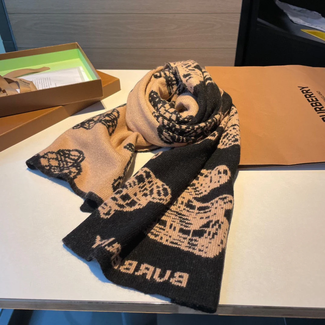 Вязаный кашемировый шарф Burberry - 30 см - 180 см - 100 см - Кашемир