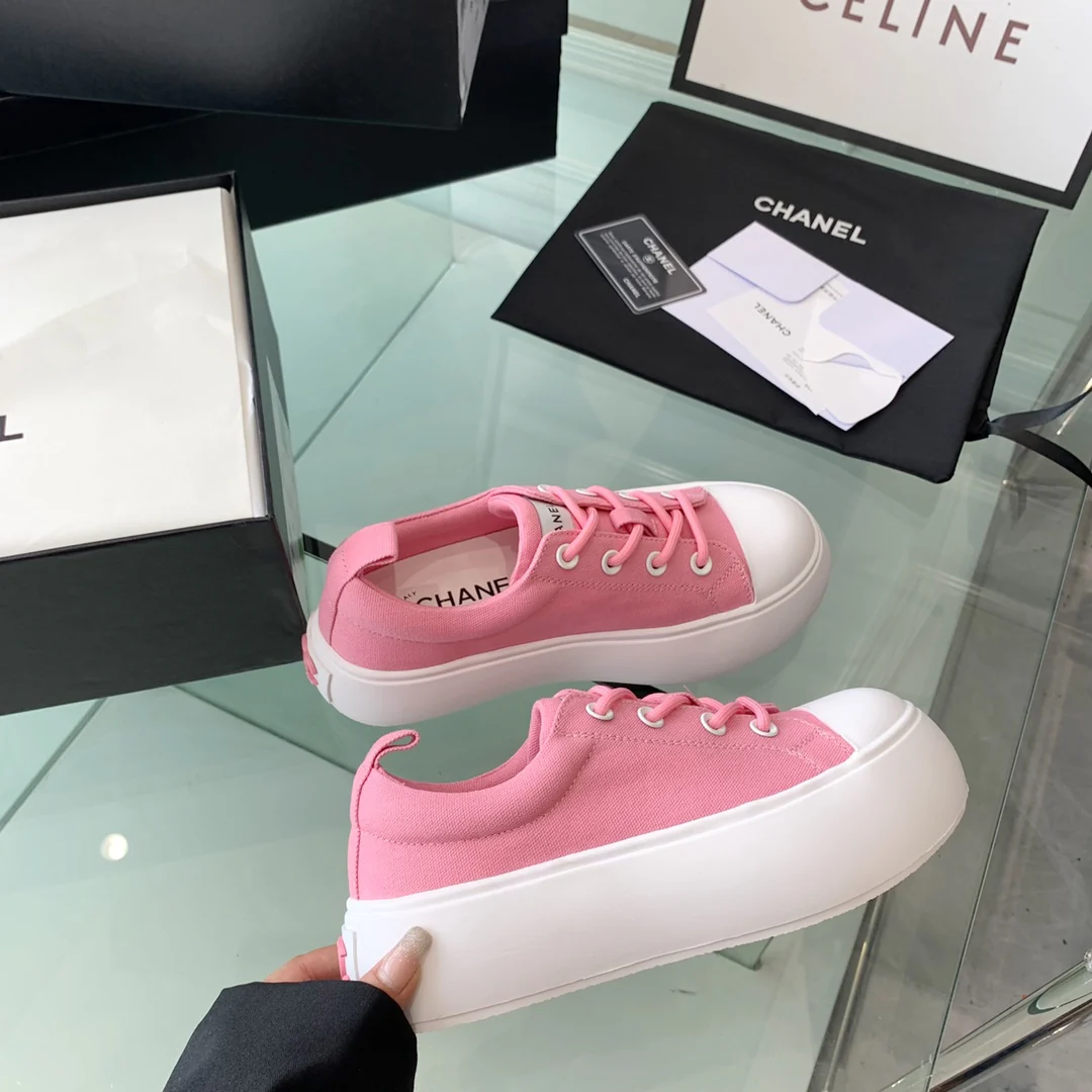 Туфли Chanel 2022 на платформе в форме лампочки - парусиновые туфли - платформа 5 см