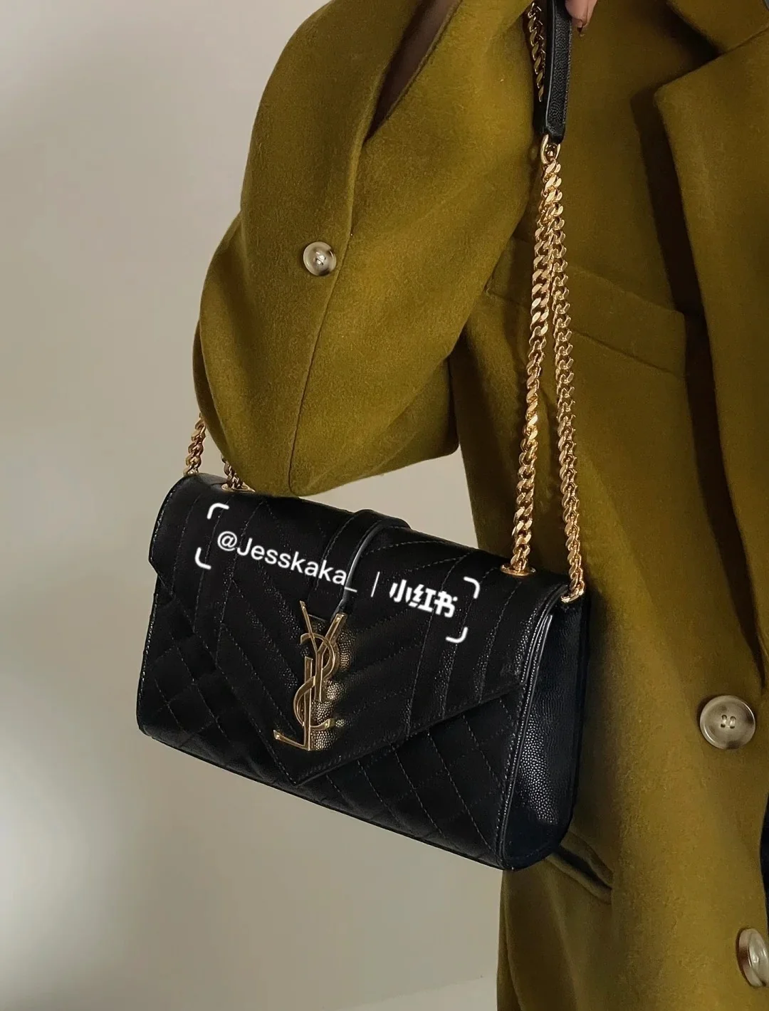 Конверт YSL, маленький, черный и золотой