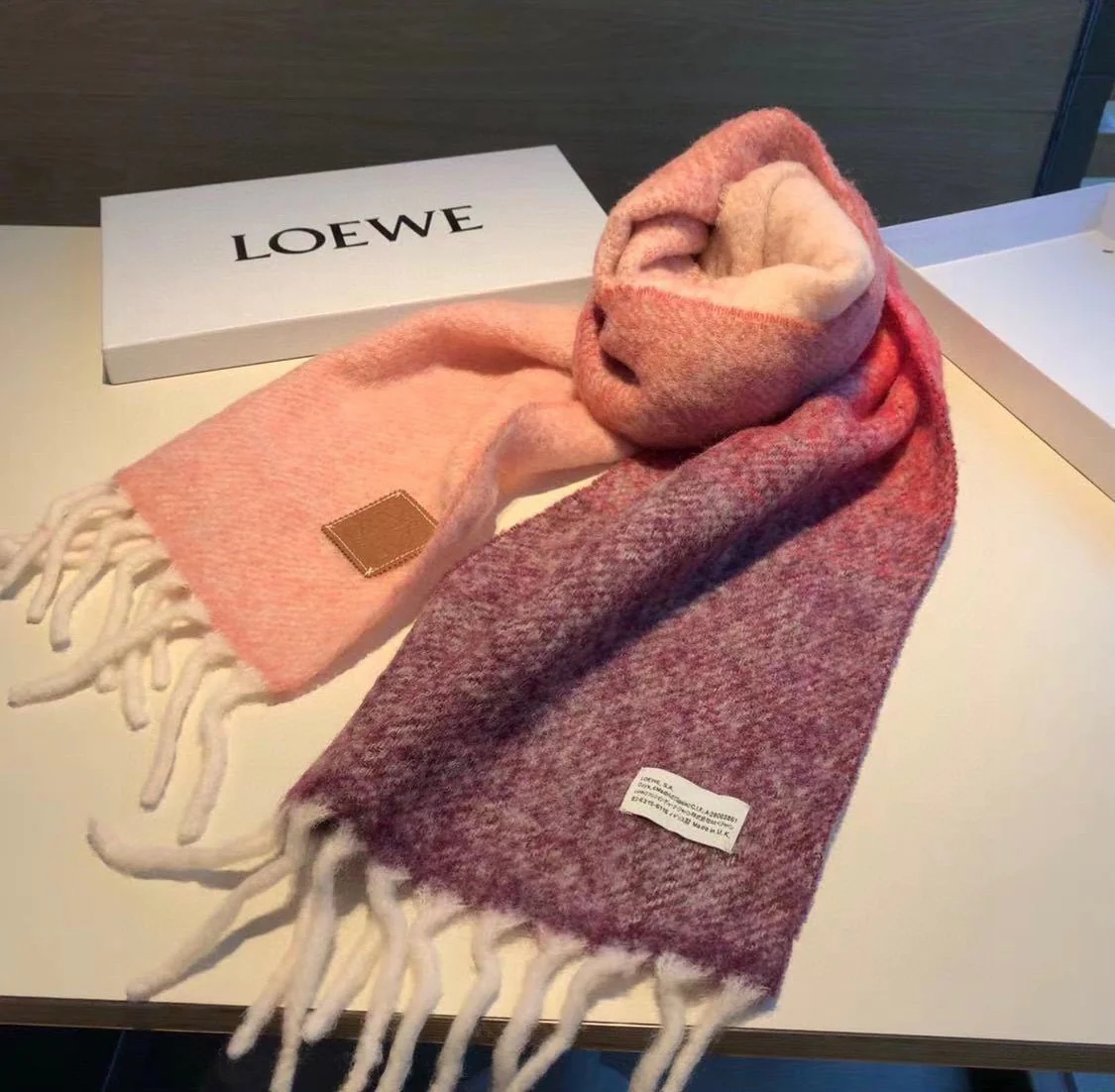 Шарф в стиле Лолита - однотонный - 250 см - 28 см - розовый