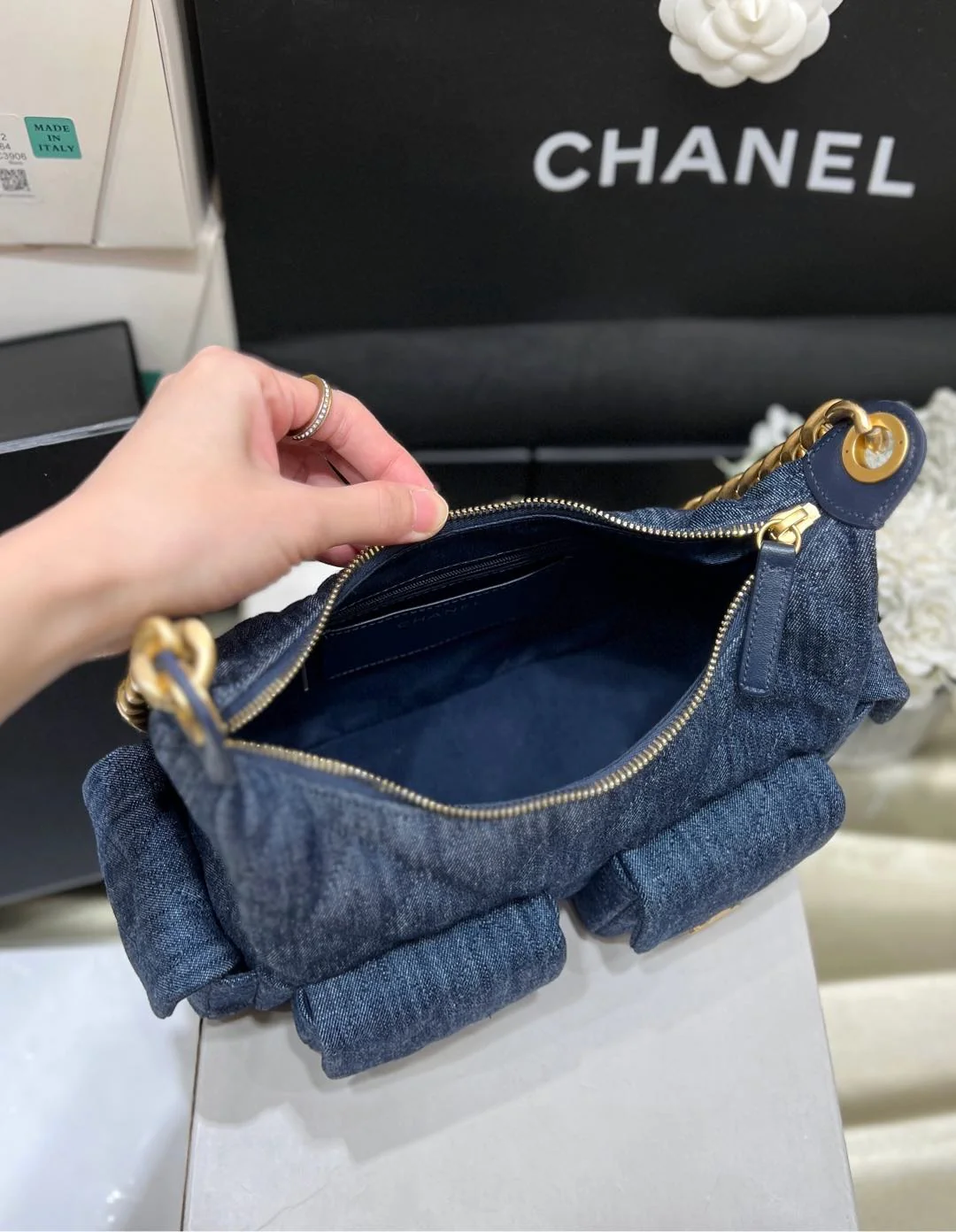 Сумка Chanel 25c Denim Hippie Bag - синяя