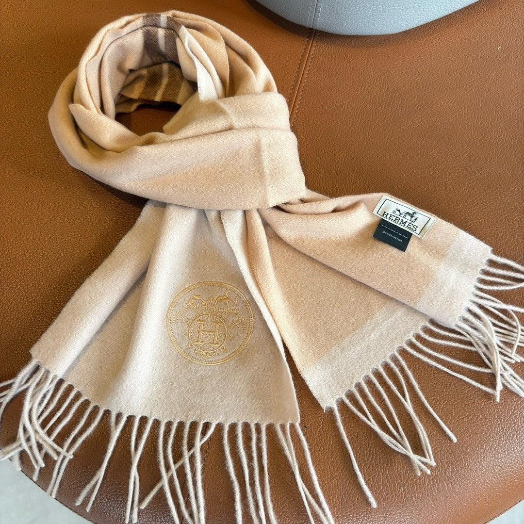 Шарф Hermes 2024 в полоску с цветовыми блоками - 30-180