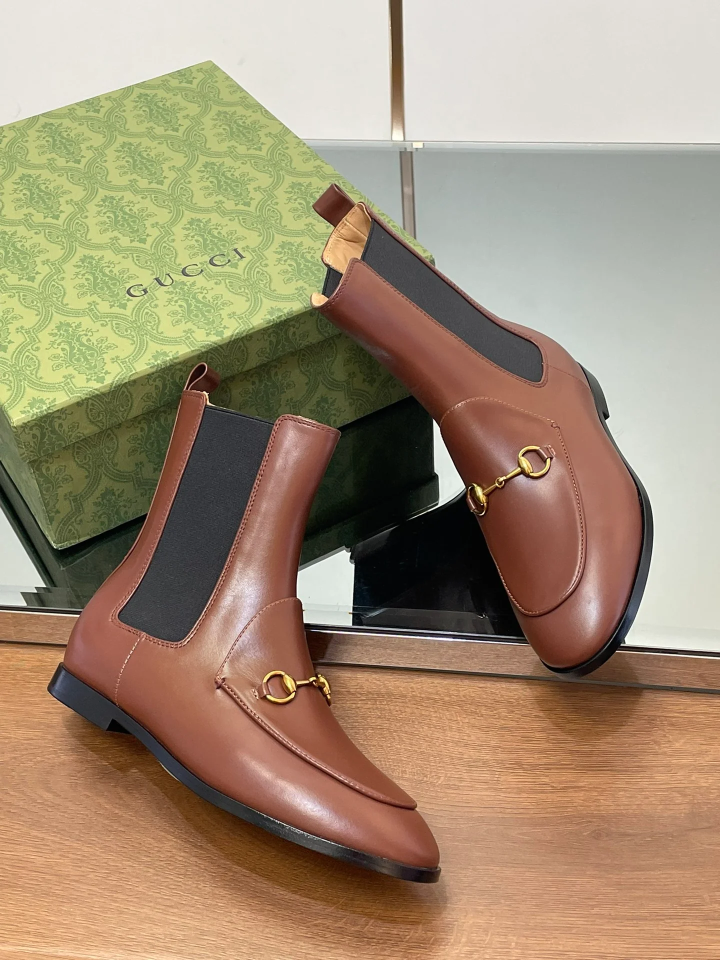 Кожаные сапоги для верховой езды Gucci 2024 - Кофейно-коричневые